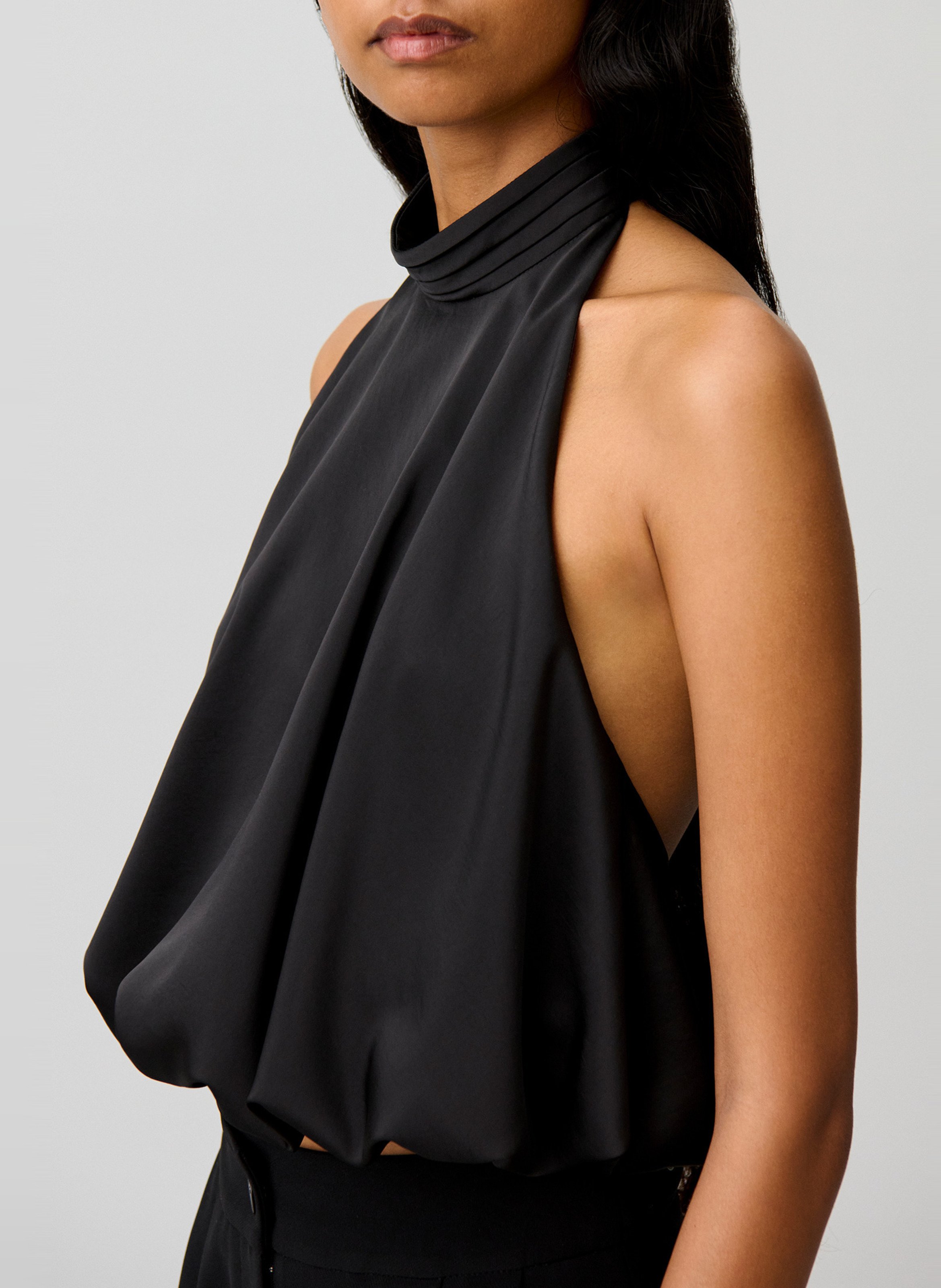 Mouwloze top met open rug in effen kleur CLAUDIE PIERLOT Zwart
