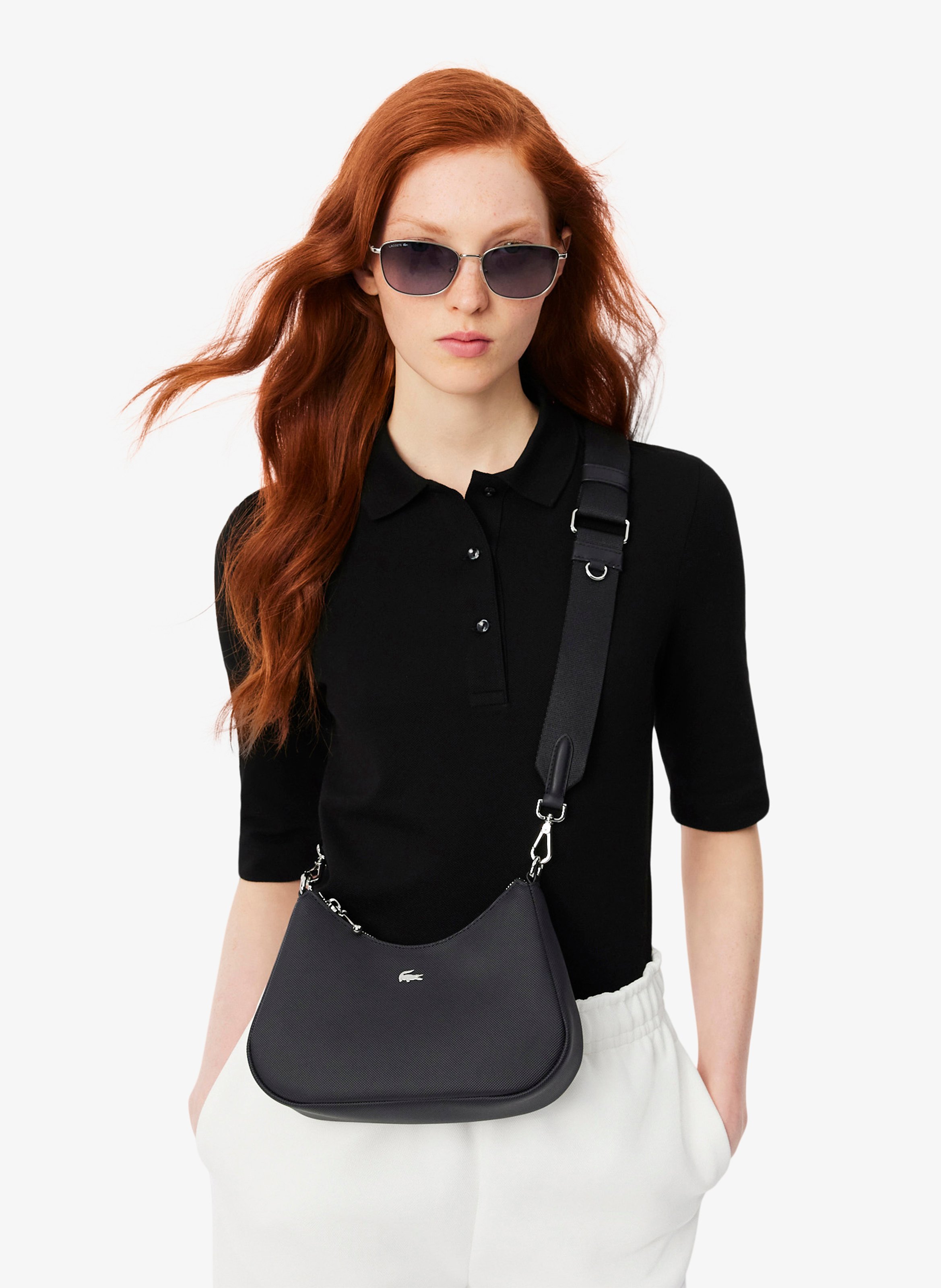 Tägliche Stadtschultertasche LACOSTE Schwarz