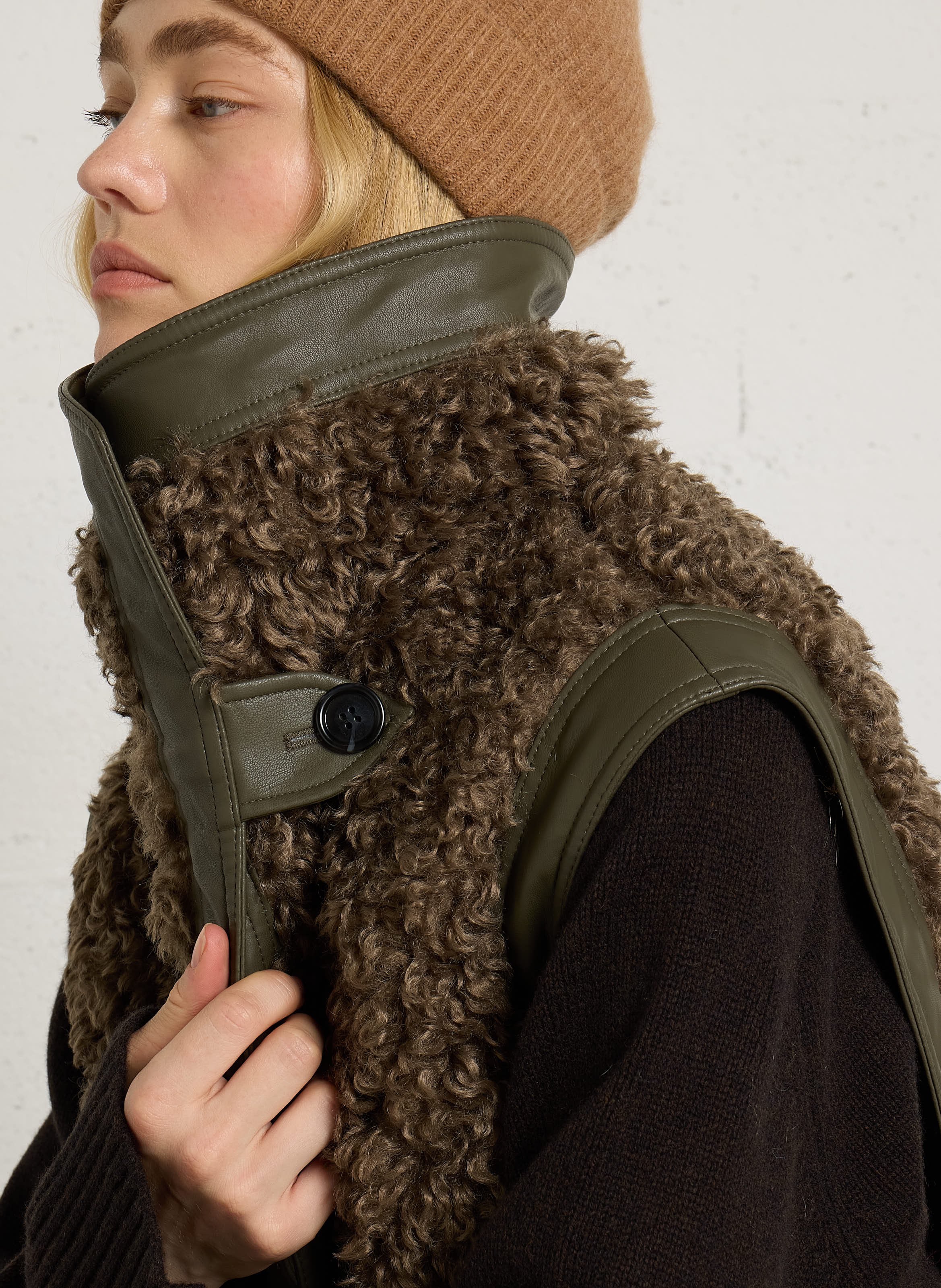 Veste sans manches droite réversible LEON & HARPER Kaki