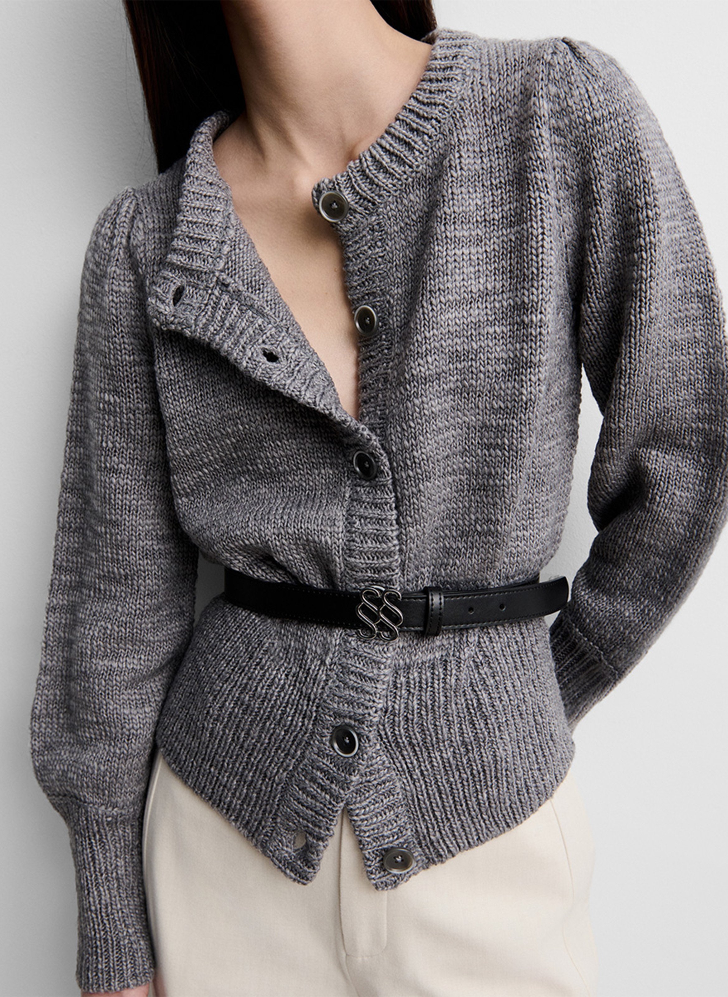 Cardigan court en maille uni SIMORRA Gris