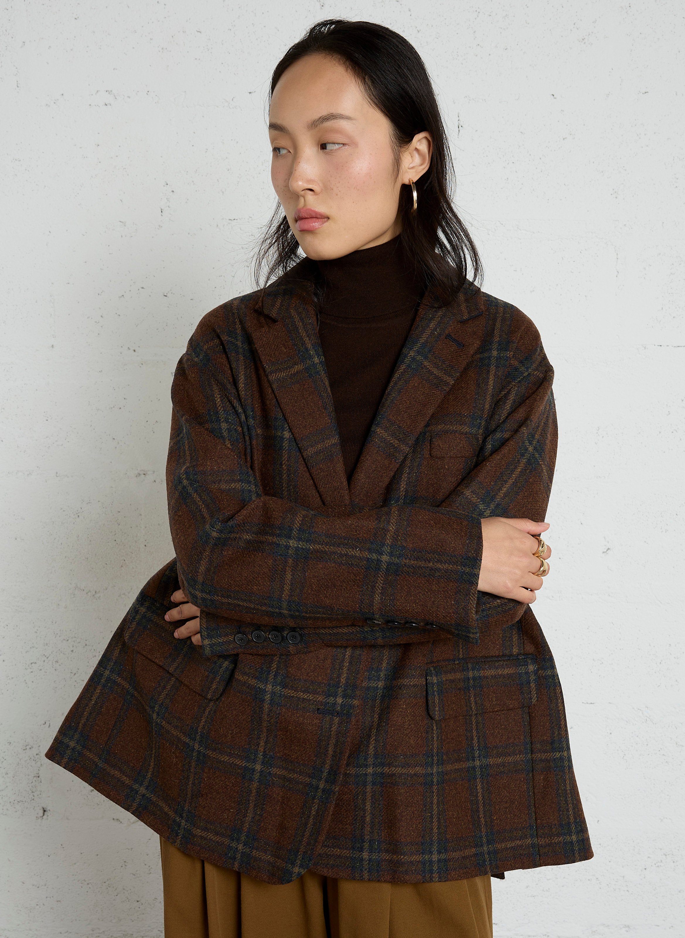 Weiter Blazer aus Baumwolle und Leinen-Mix BELLEPIECE Braun