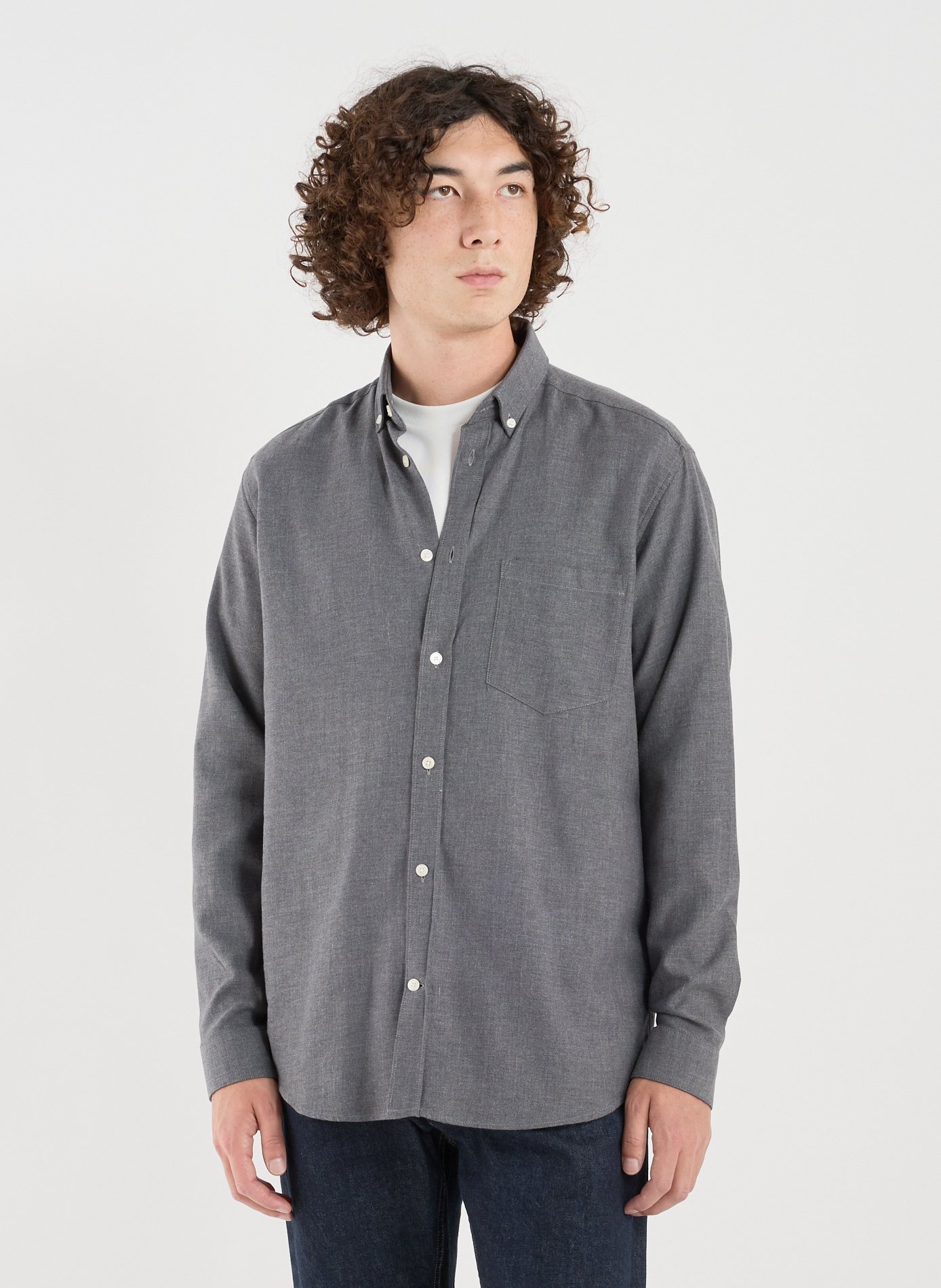 Straight-cut ribbed cotton shirt AU PRINTEMPS PARIS Grey
