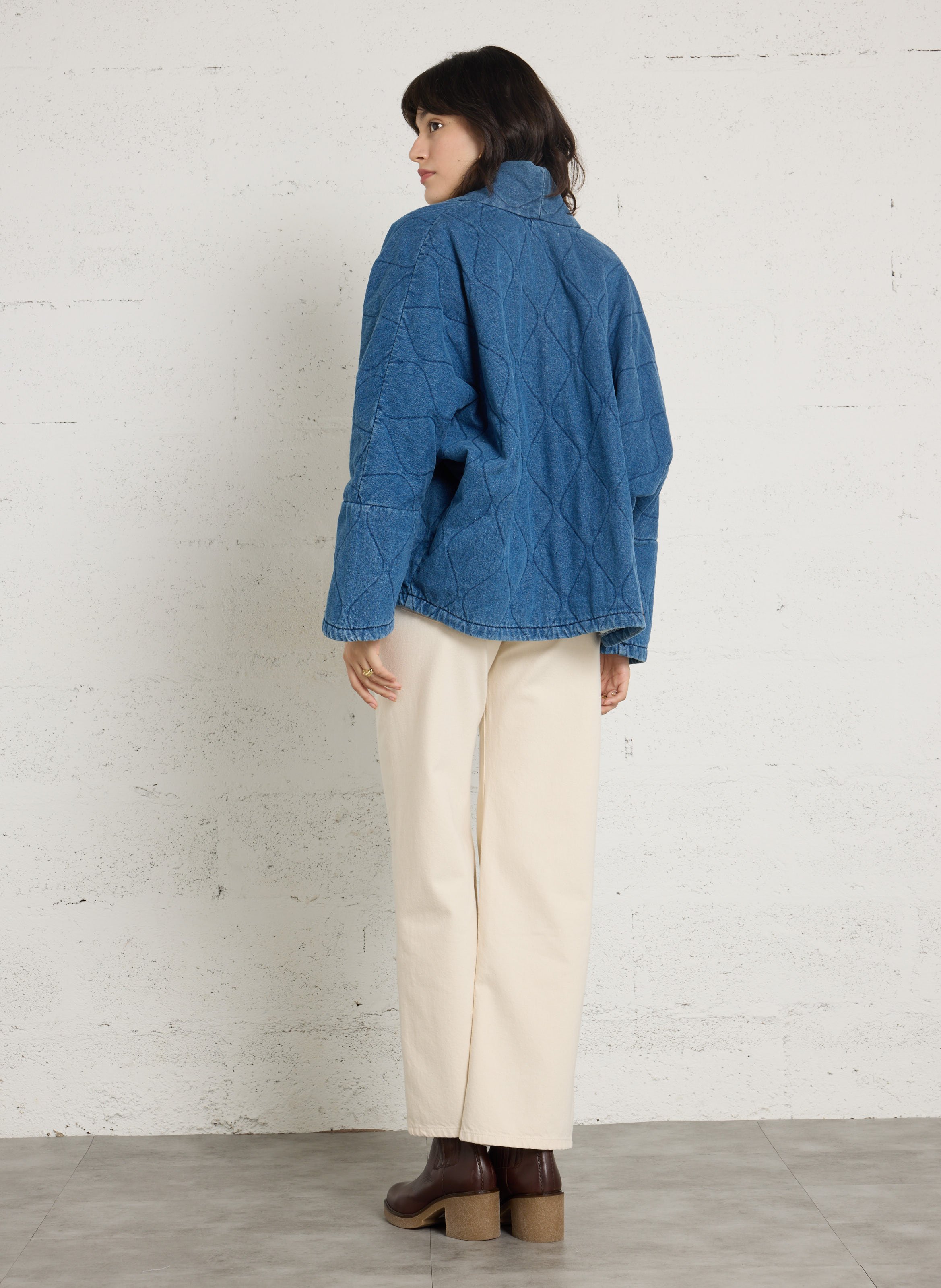 Steppjacke aus Baumwoll-Denim AOKYANOS Blau