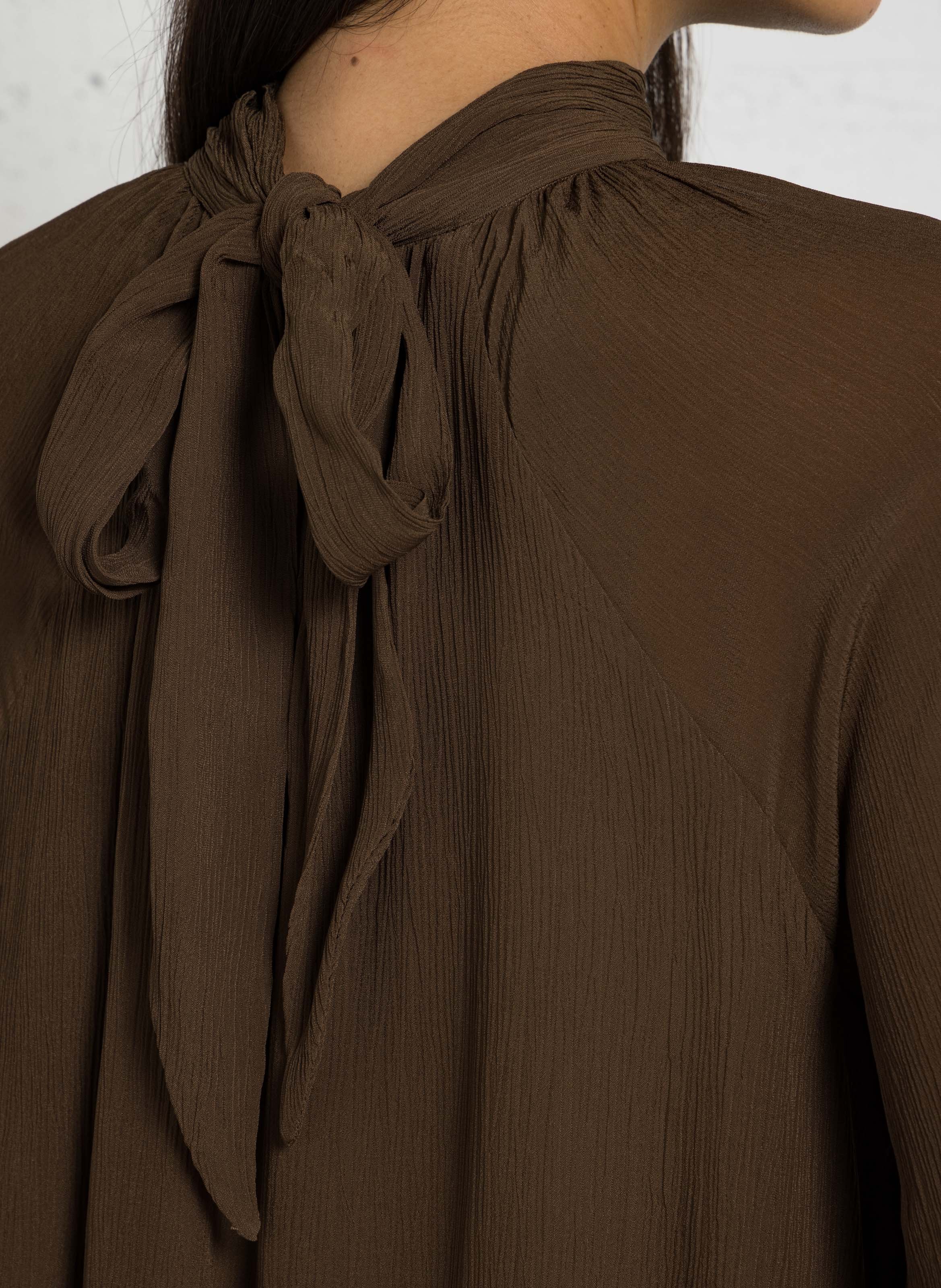 Bluse mit Stehkragen in fließendem Stoff BERENICE Braun