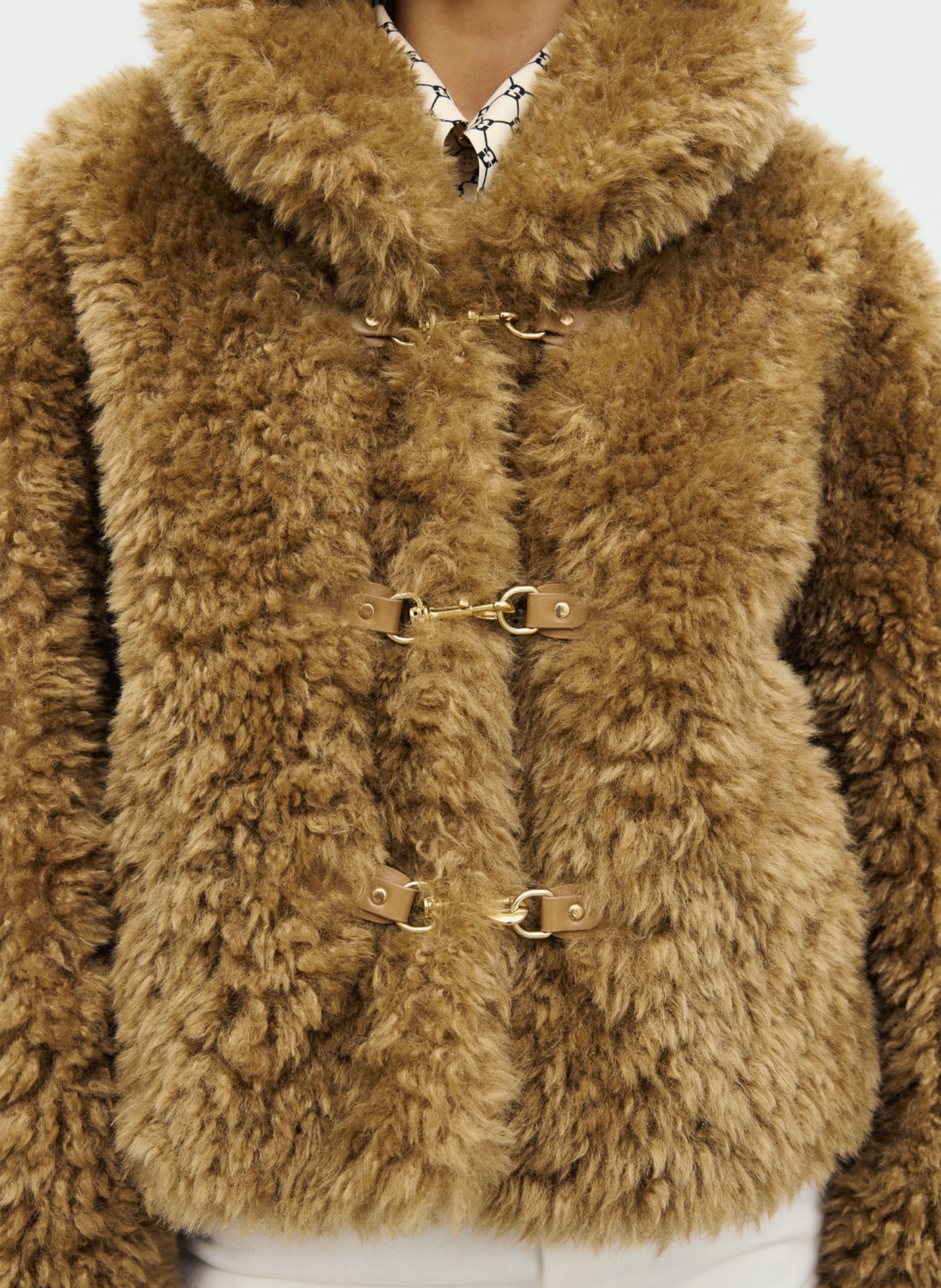 Straight faux fur coat GERARD DAREL Beige