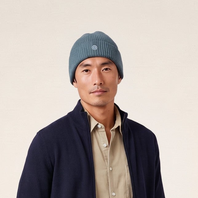 Navy blue ribbed knit beanie SERGE BLANCO Blue
