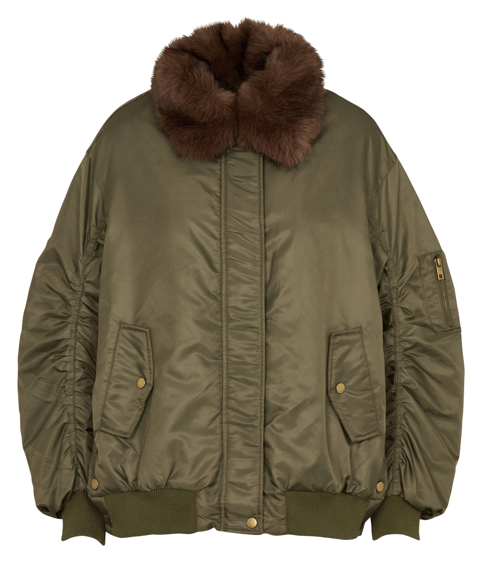 Blouson ample col fausse fourrure amovible LA PETITE ETOILE Kaki