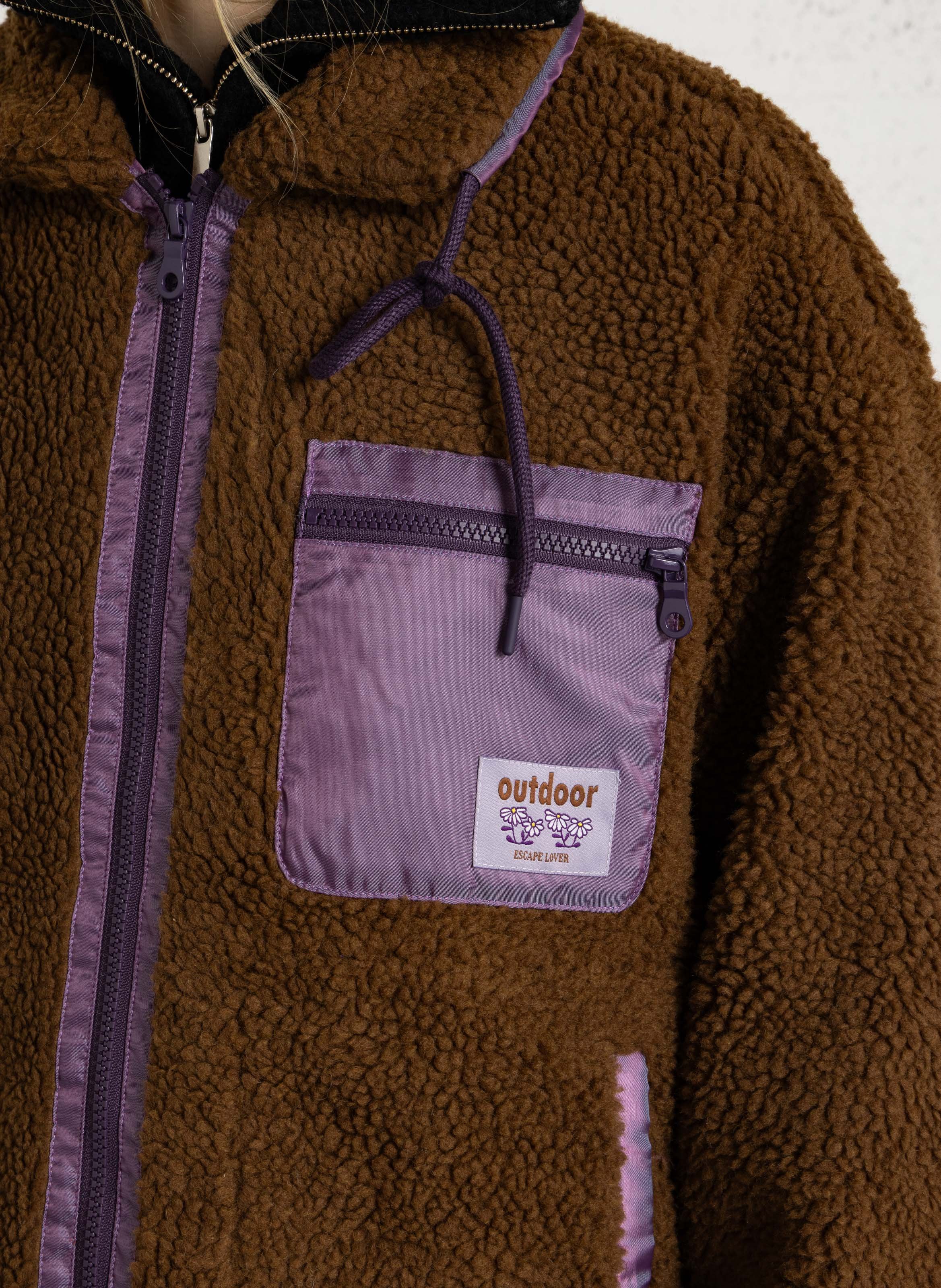 Veste ample en sherpa DES PETITS HAUTS Marron