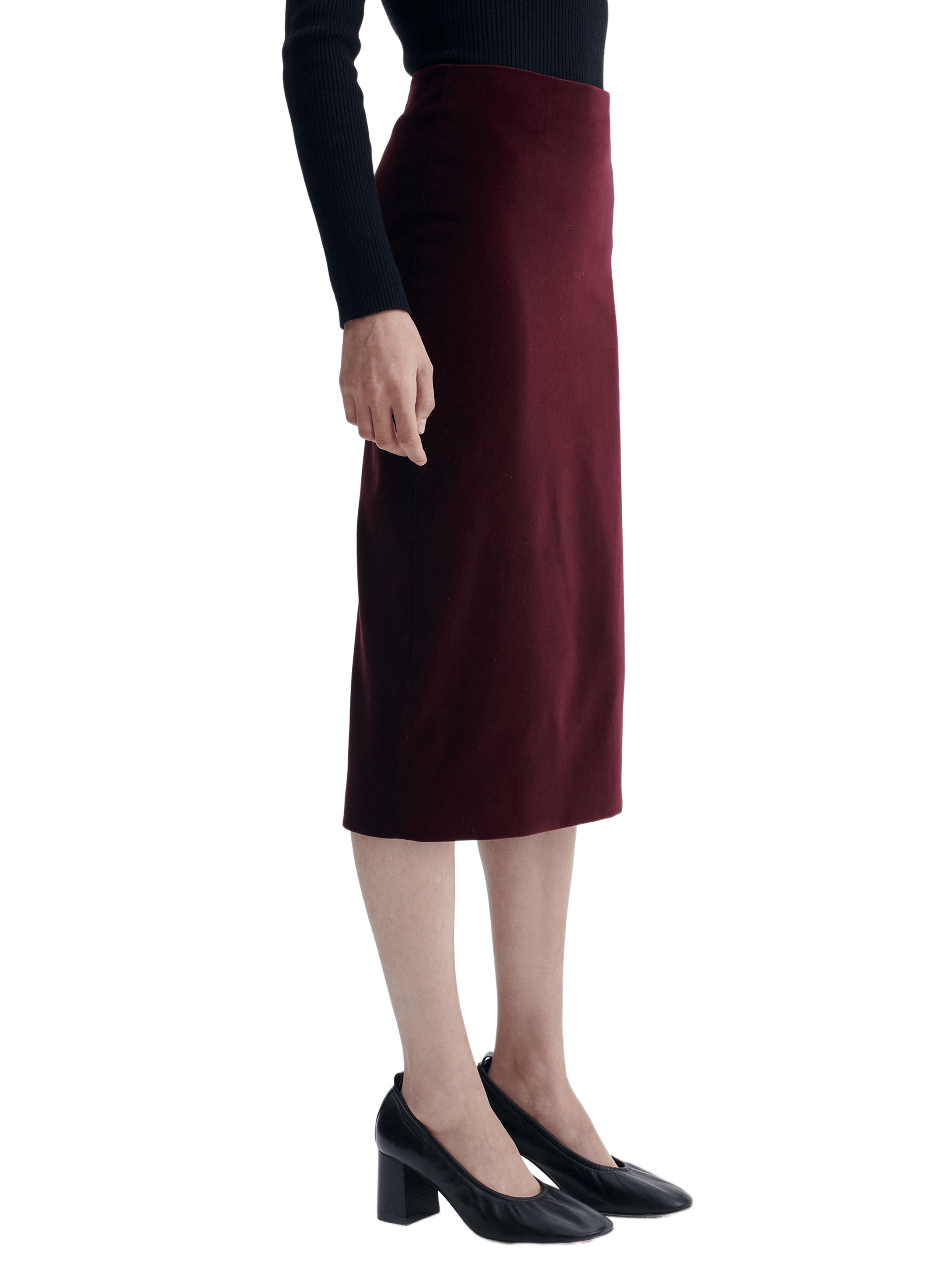 Plain velvet midi pencil skirt VANESSA BRUNO Brown