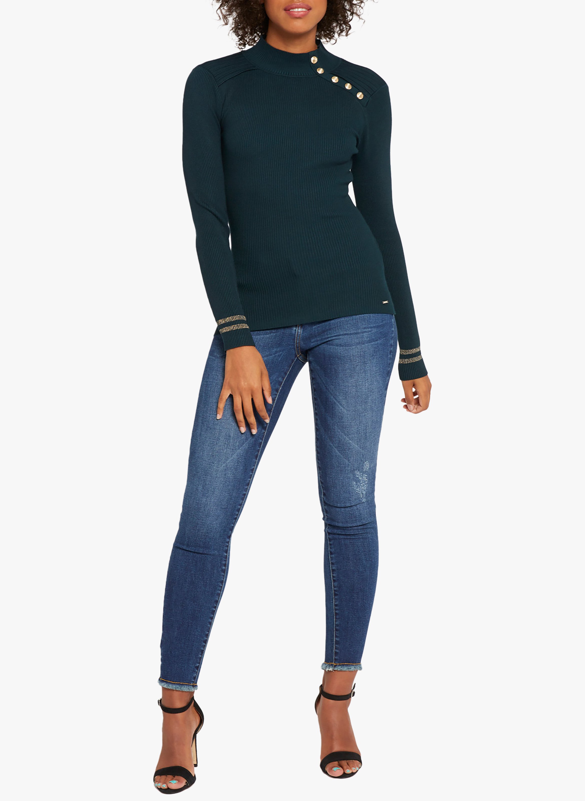 Trui met opstaande kraag en knopen MORGAN Groen