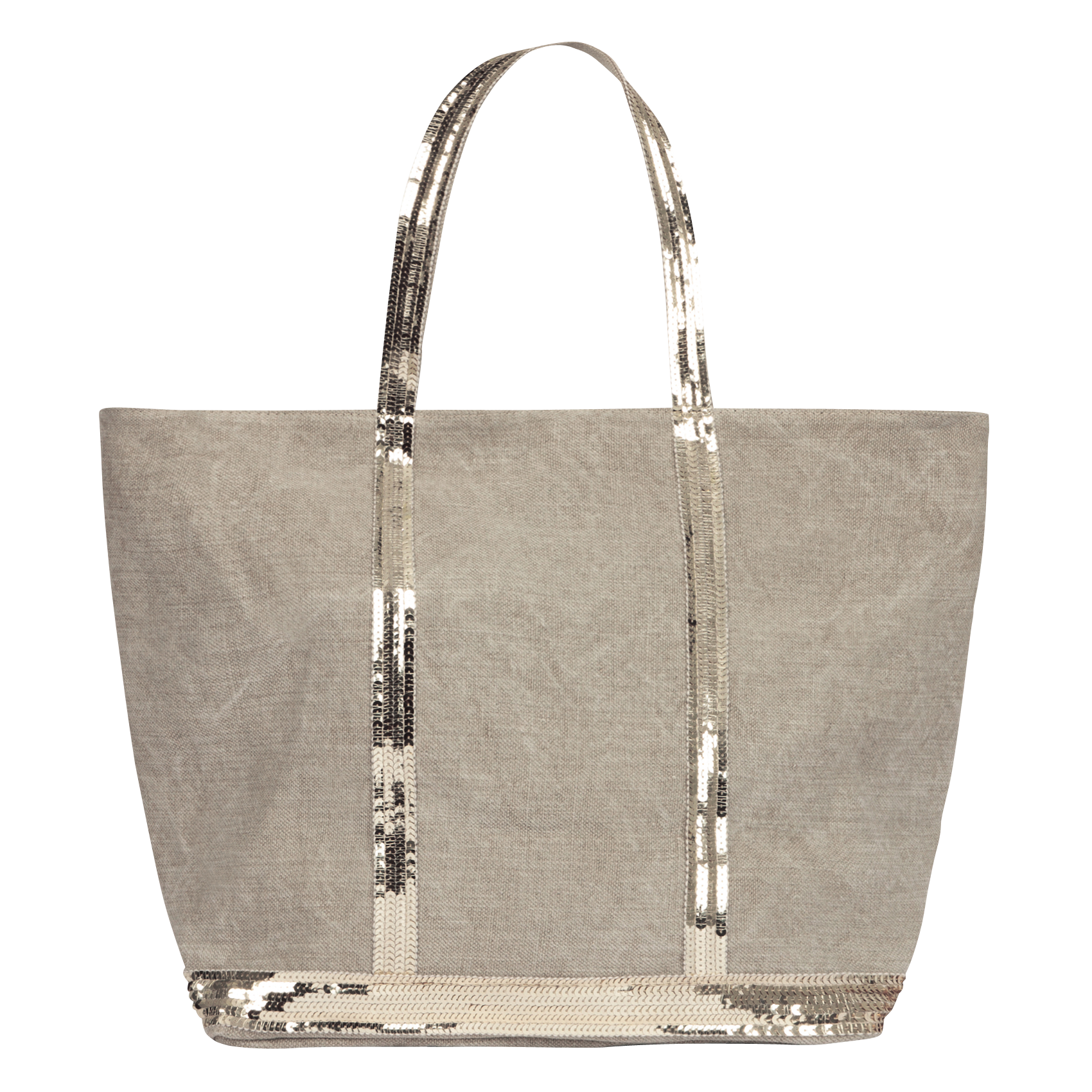 Linnen shopper met borduursel en lovertjes CABAS L Sable