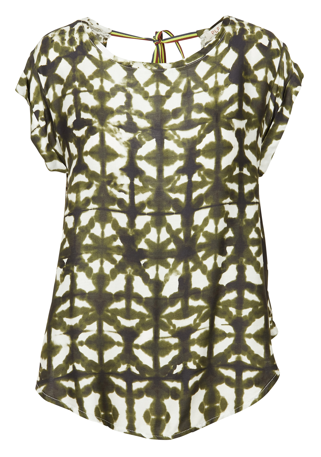 Top met ronde hals en print PLEASE Wit