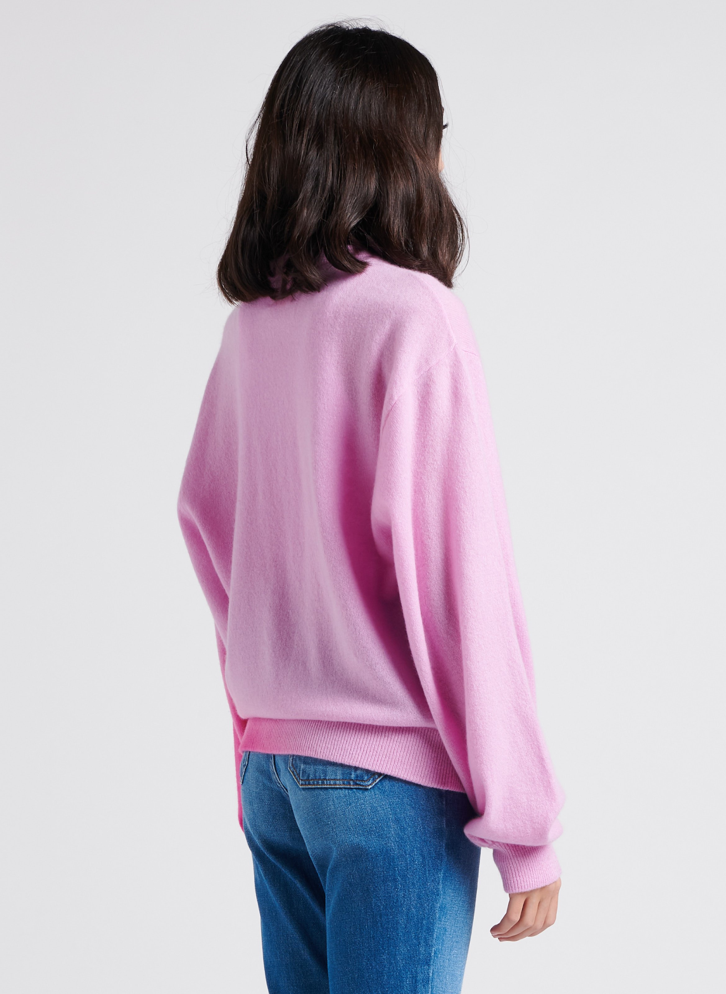 Trui van kasjmier met ronde hals CRUSH Roze