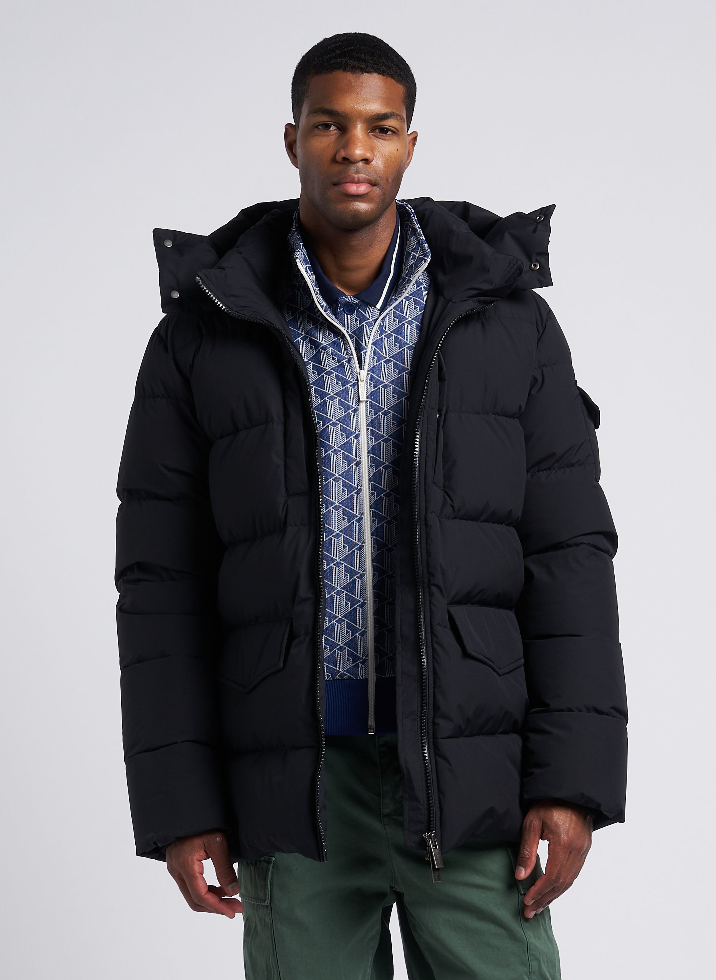 Black High-neck down jacket with hood