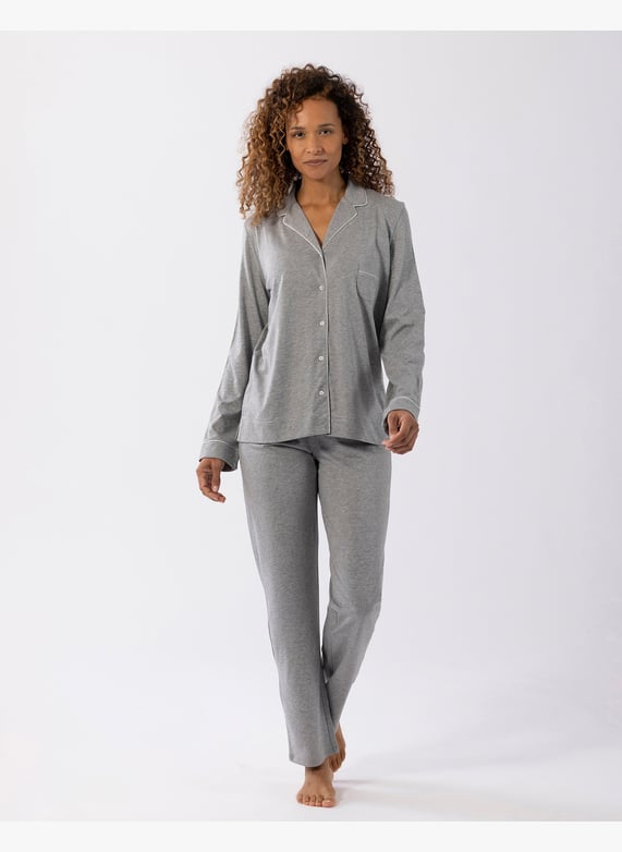 Ensemble Pyjama Femme Essentials – Coton Modal Doux Manches Longues – Chemise Boutonnée + Pantalon Élastiqué – Confort Absolu Pour Nuit & Maison