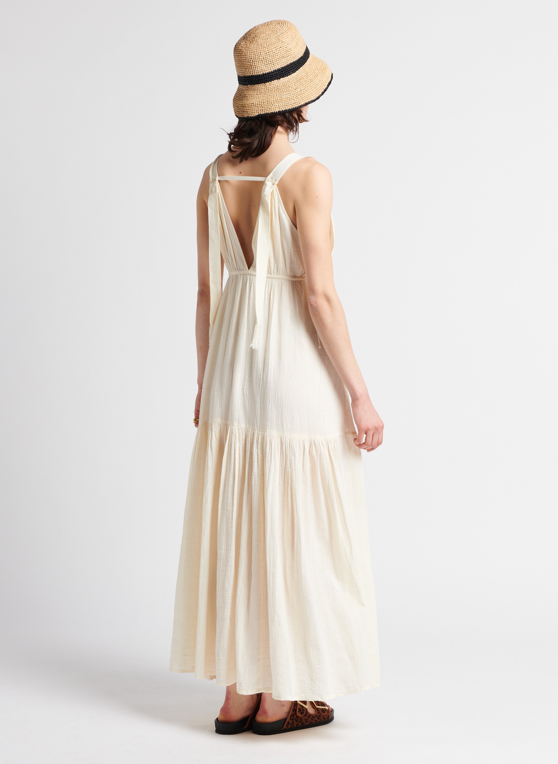 Robe longue droite à bretelles SWILDENS Blanc