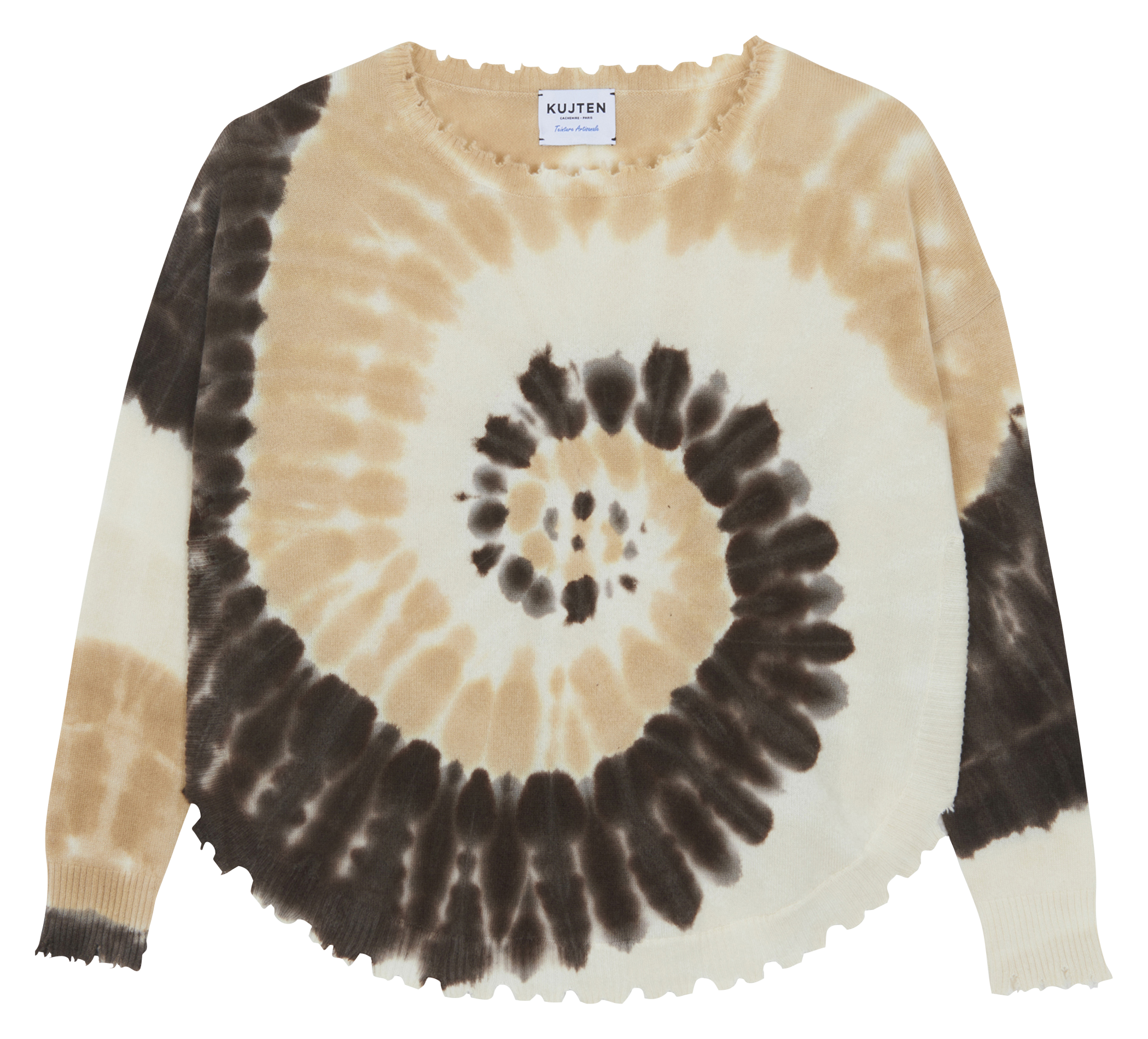 Trui van kasjmier met tie-dyeprint KUJTEN Bruin
