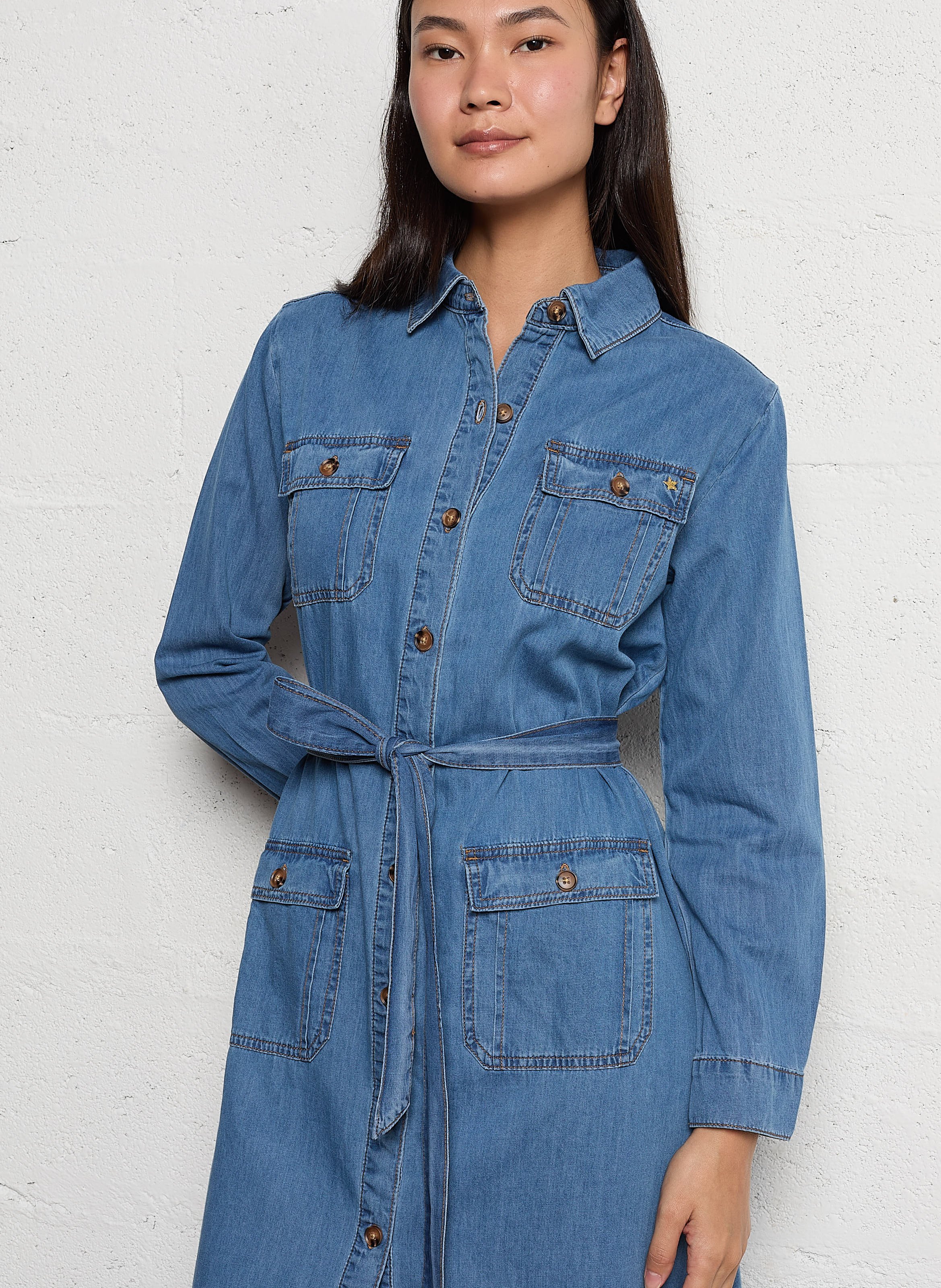 Halflange jurk | katoenblend LA PETITE ETOILE Jeans Stone