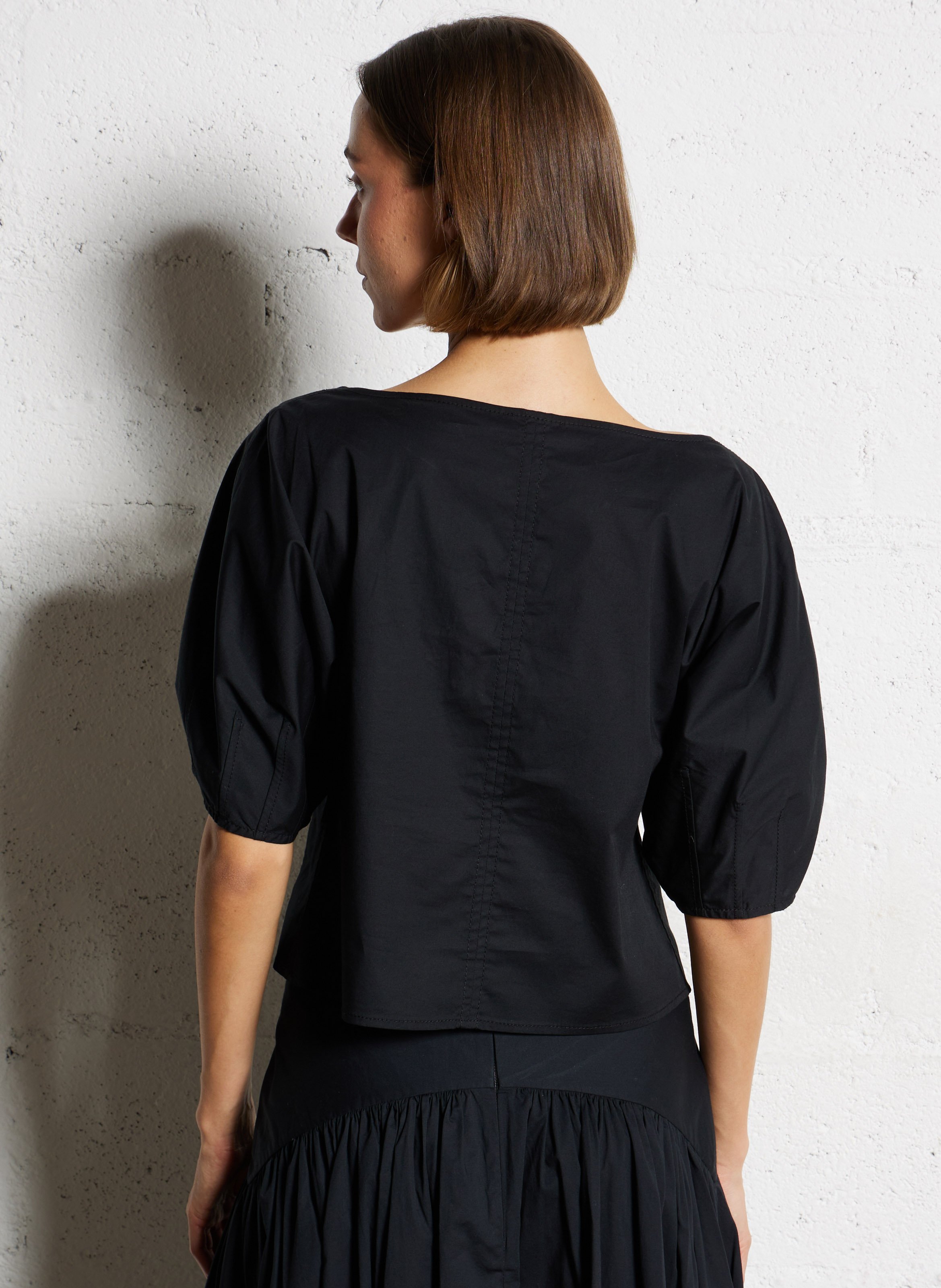 Boat neck top in blended cotton STAUD Black