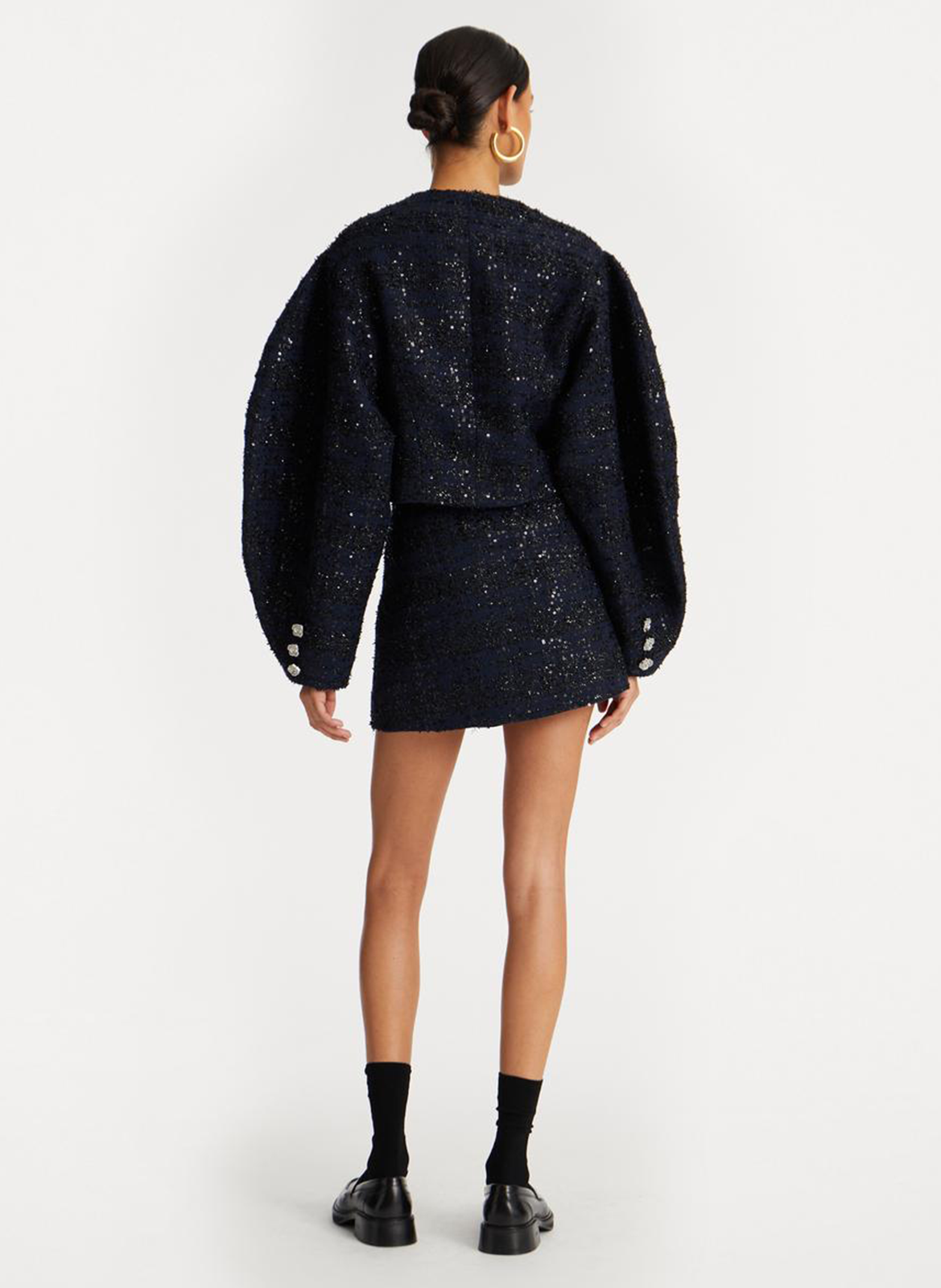 Short skirt in mixed recycled fibers ROTATE Blue