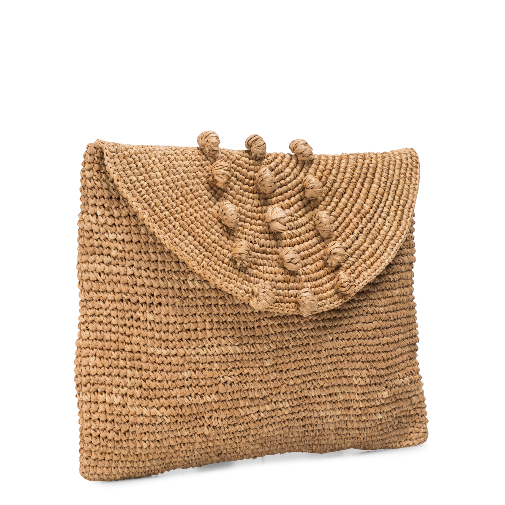 Grote clutch van gevlochten raffia CAMALYA Beige