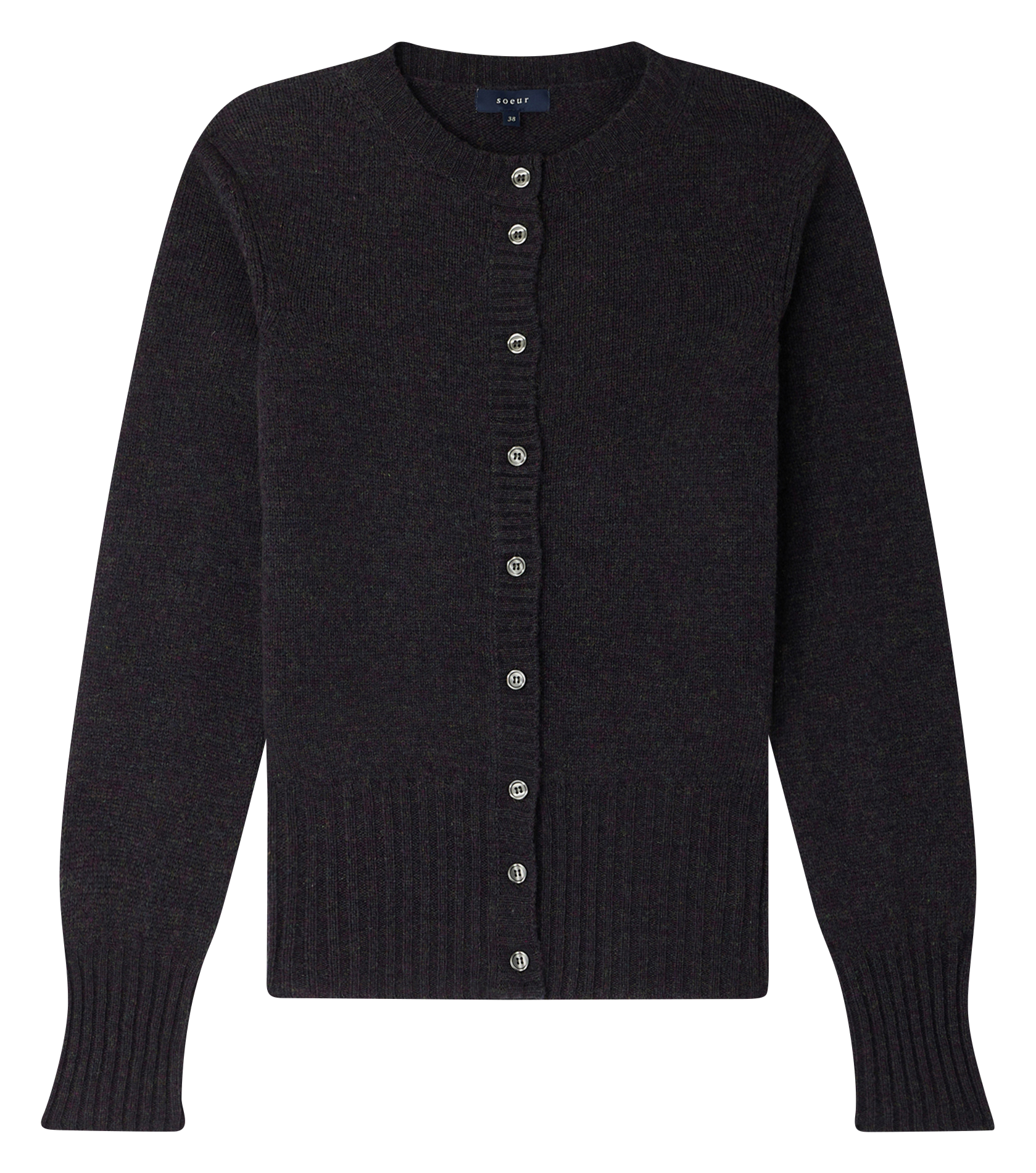 Straight round-neck wool cardigan SOEUR Plums