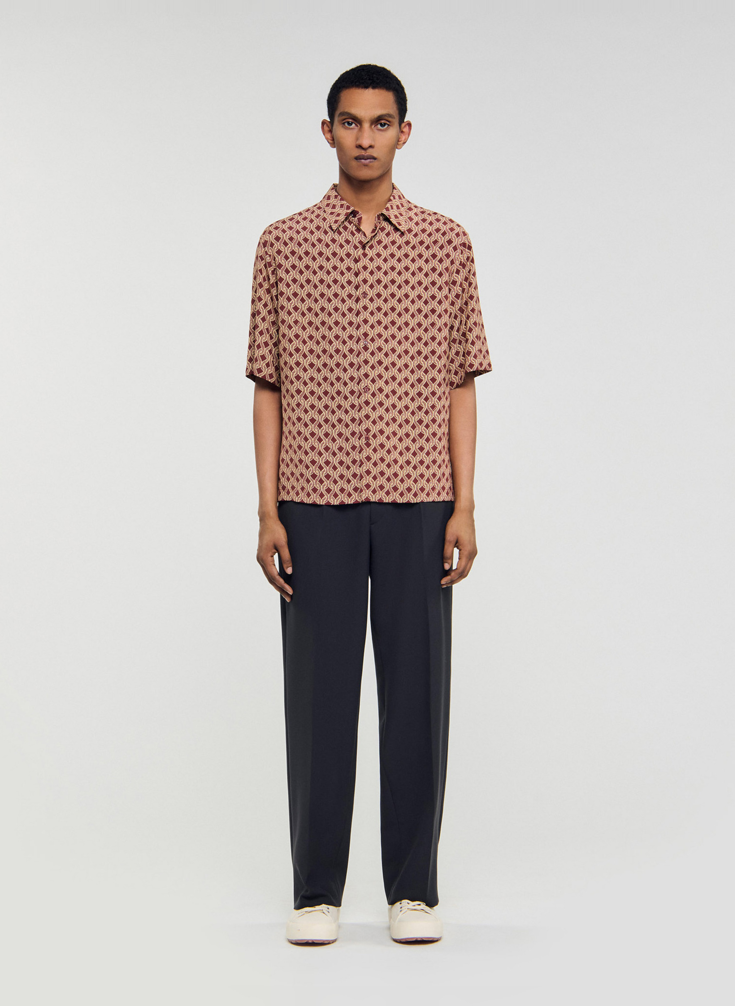 Blouse met klassieke kraag en print SANDRO Bruin