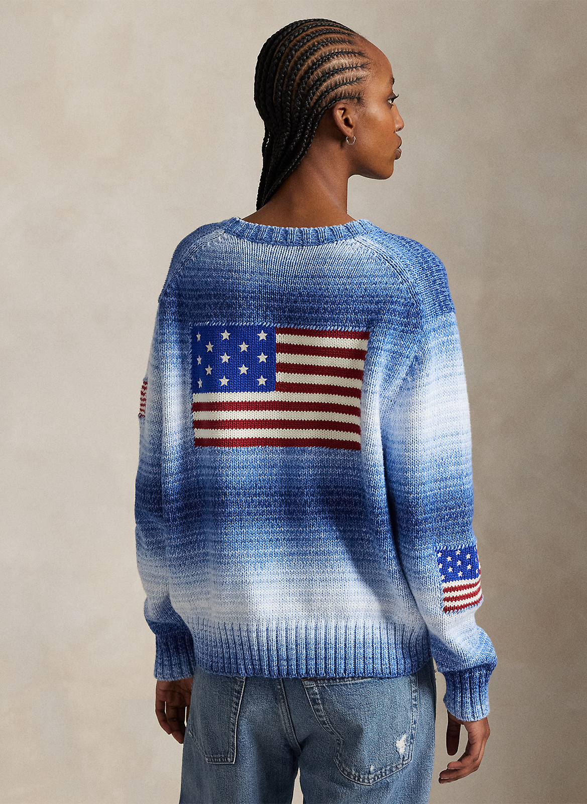 Pull col rond en coton POLO RALPH LAUREN Bleu