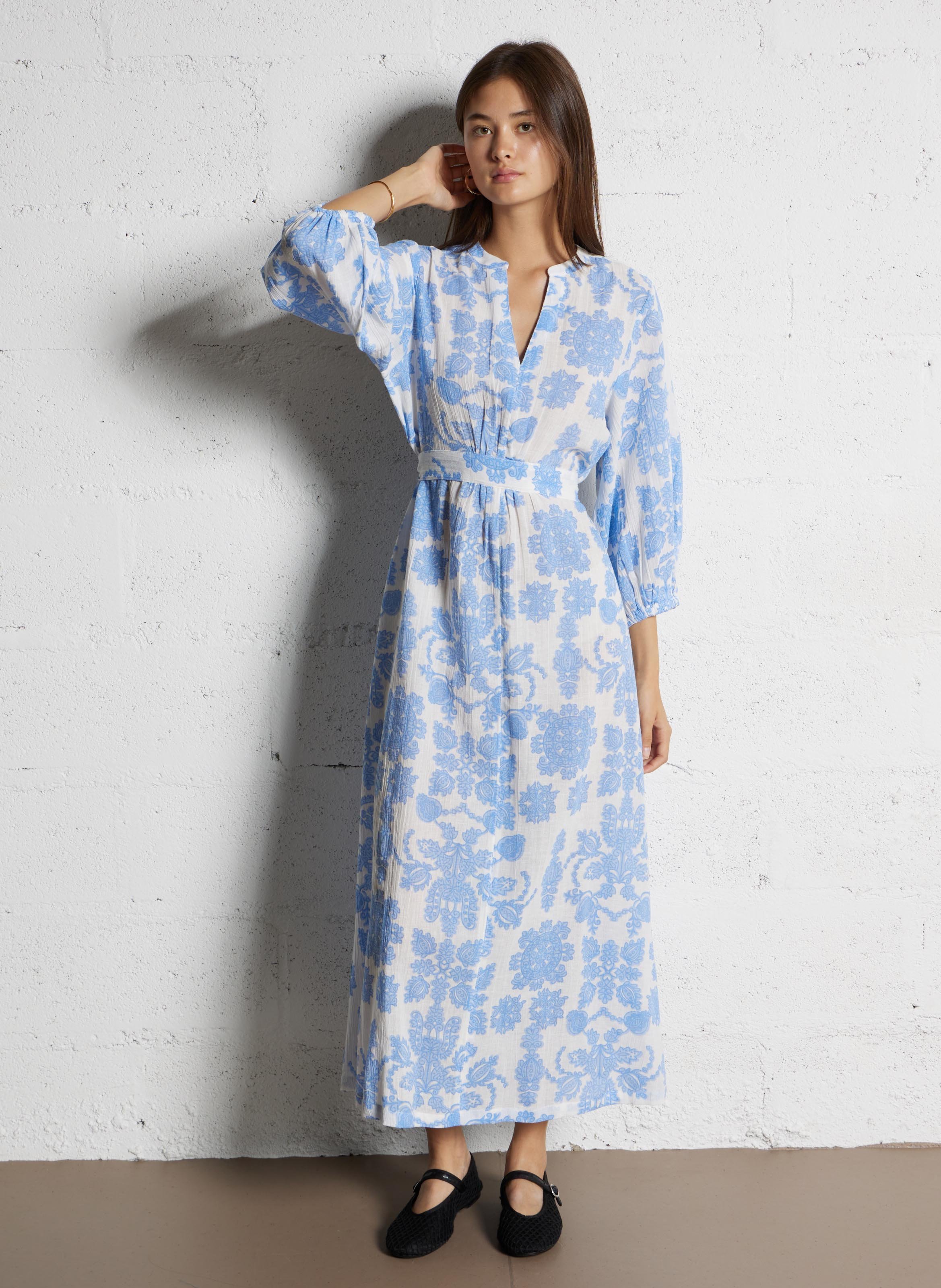 Robe longue en coton mélangé MAISON 123