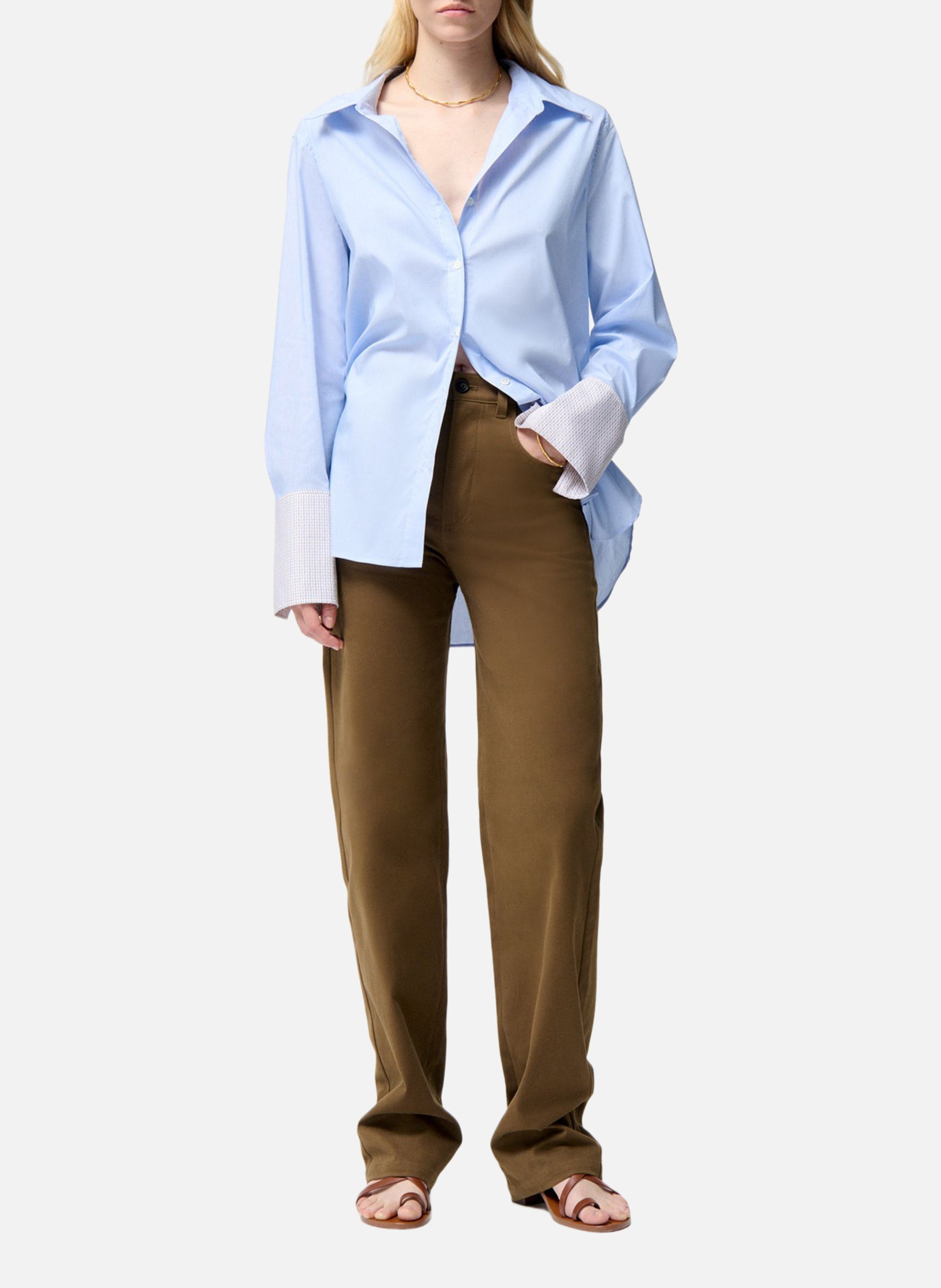 Chemise droite col classique en coton mélangé VANESSA BRUNO Bleu