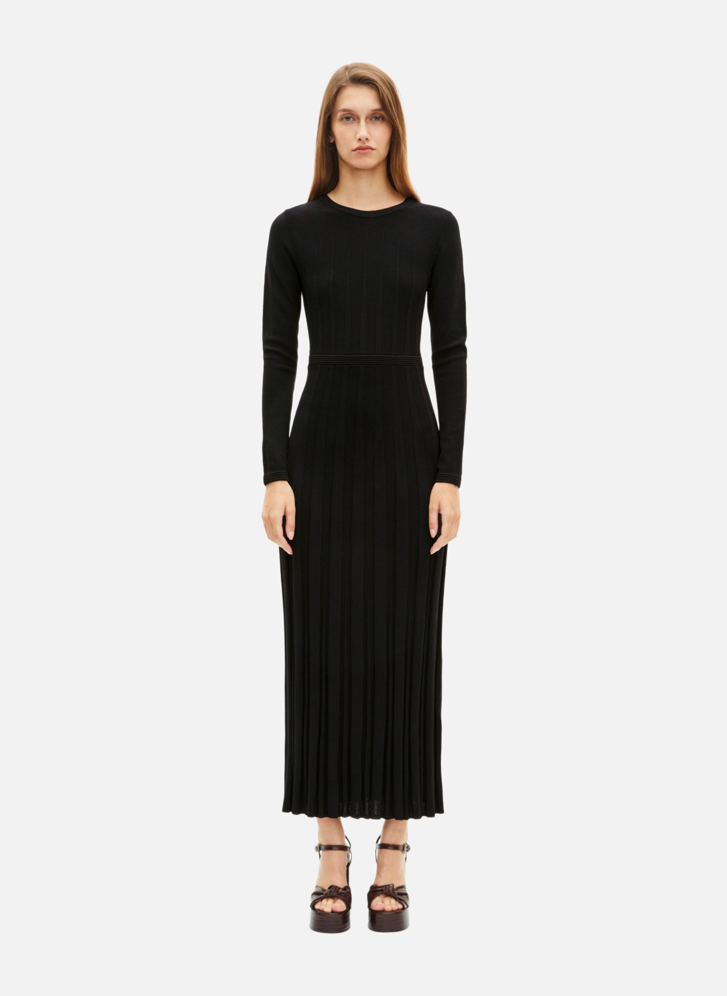 Long knitted dress with lace THE KOOPLES Black