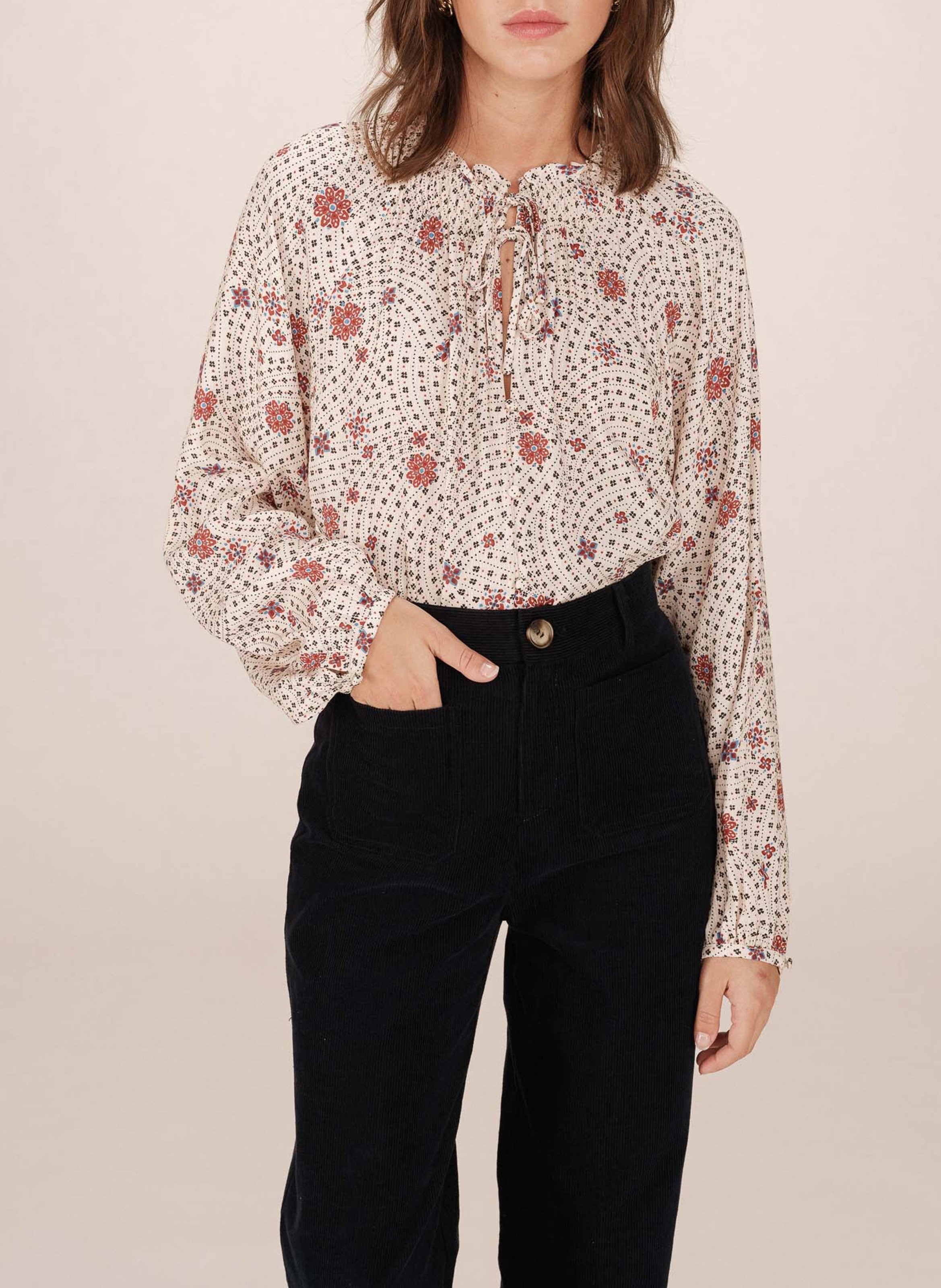 straight round neck printed blouse GRACE ET MILA