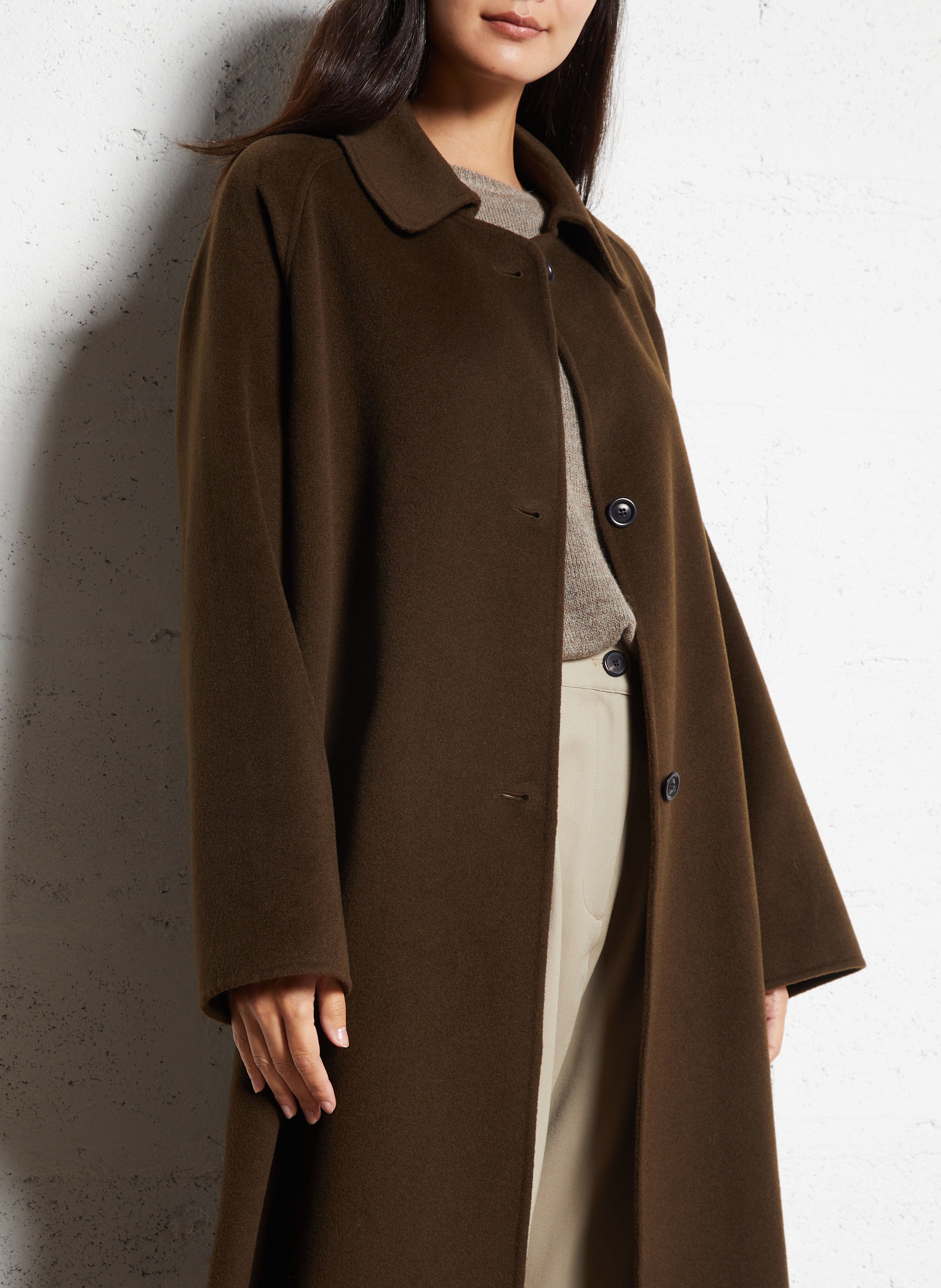 Manteau col tailleur en laine mélangée MASSCOB Marron