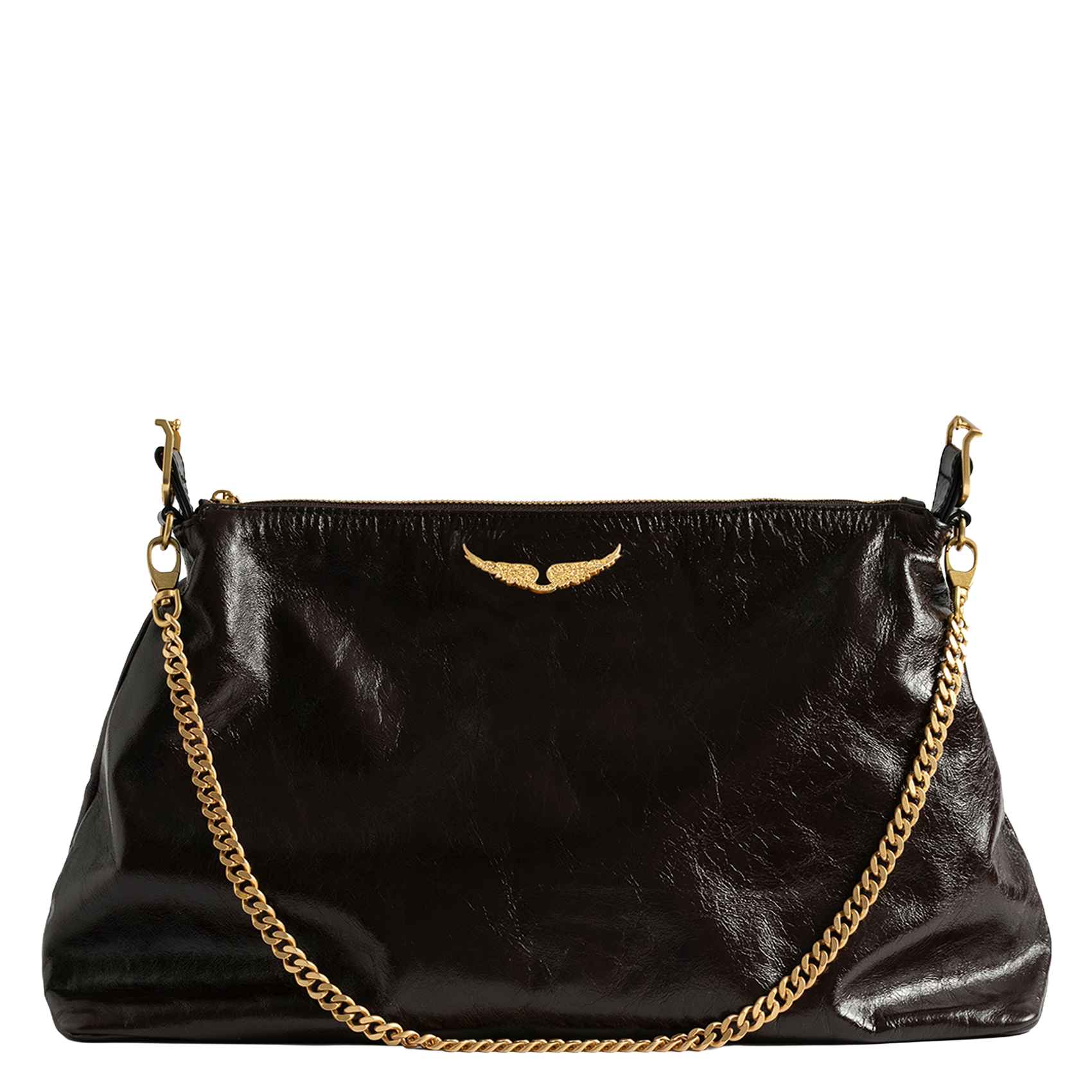 Schoudertas van verouderd leer ZADIG&VOLTAIRE Bruin