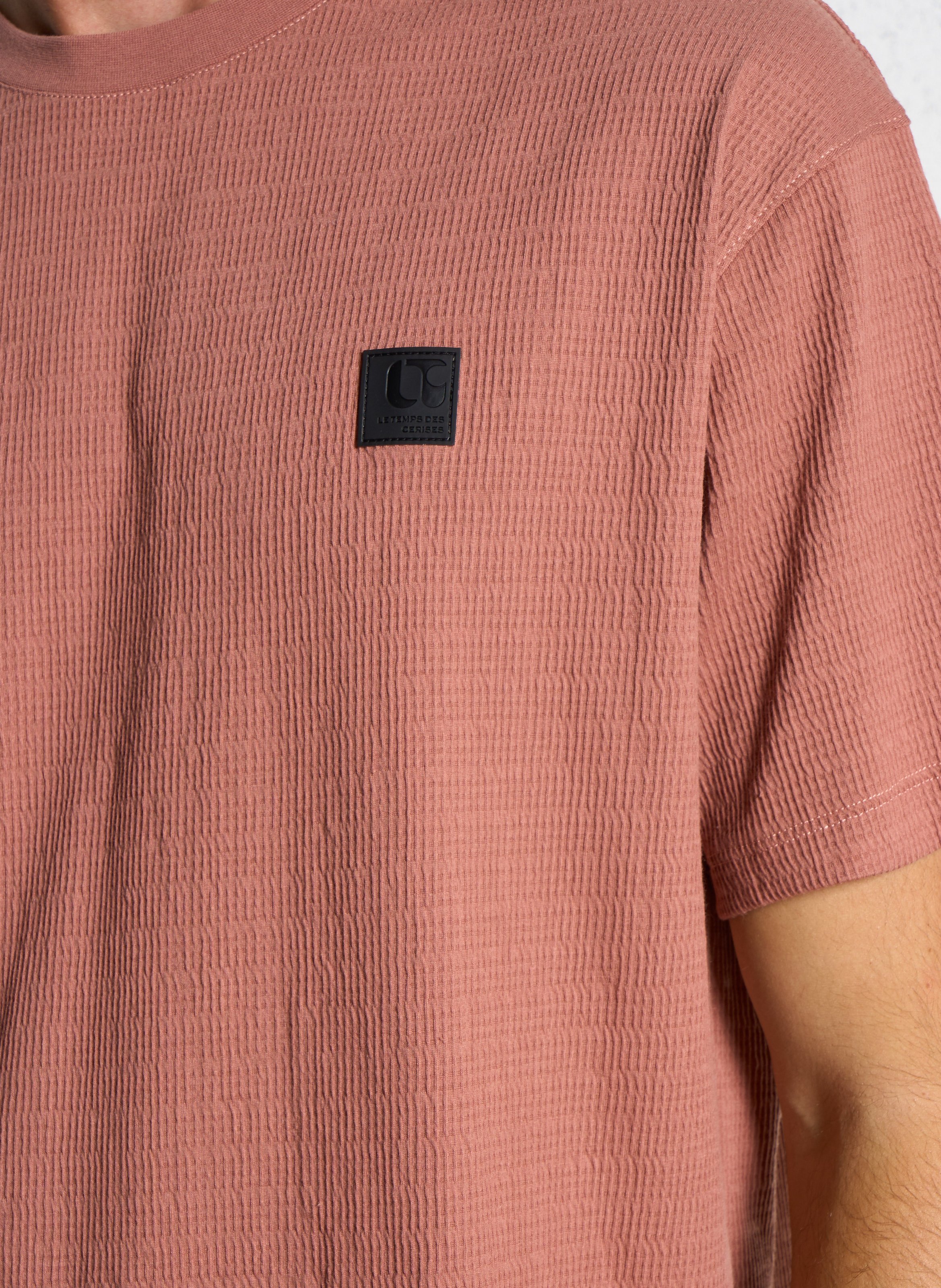 T-shirt scollo tondo lavorato LE TEMPS DES CERISES Rosso