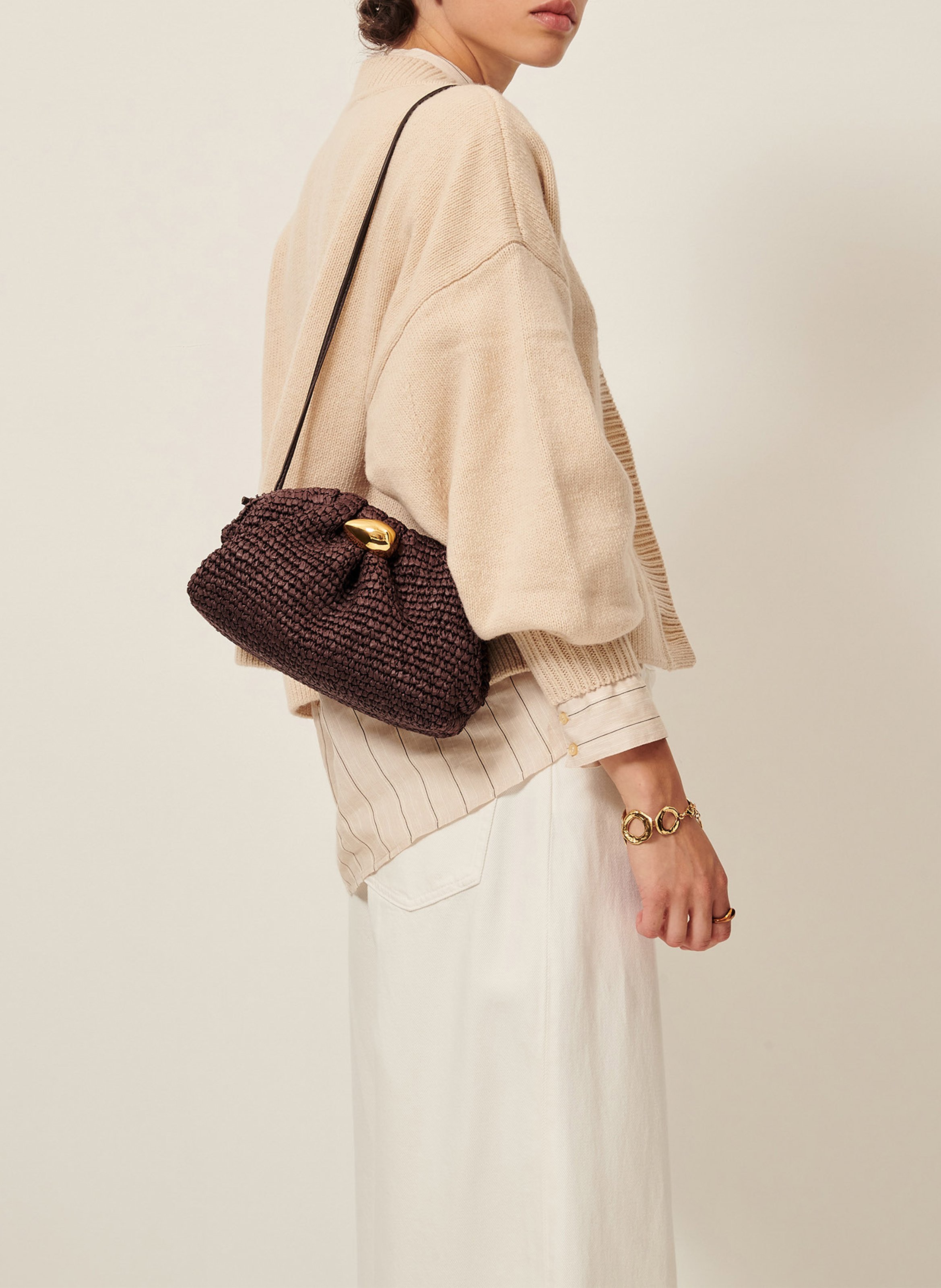 Cardigan ample uni en laine et cachemire SESSUN Beige