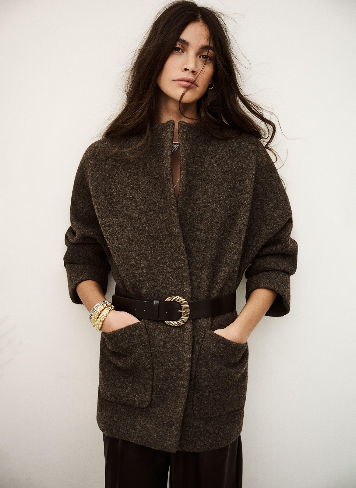 Belted wool coat BA&SH Brown