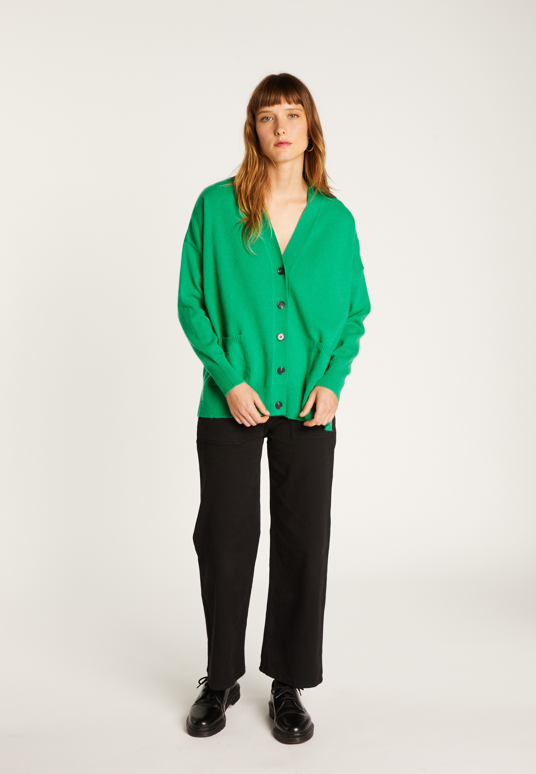 Buttoned cashmere cardigan MAISON MONTAGUT Green
