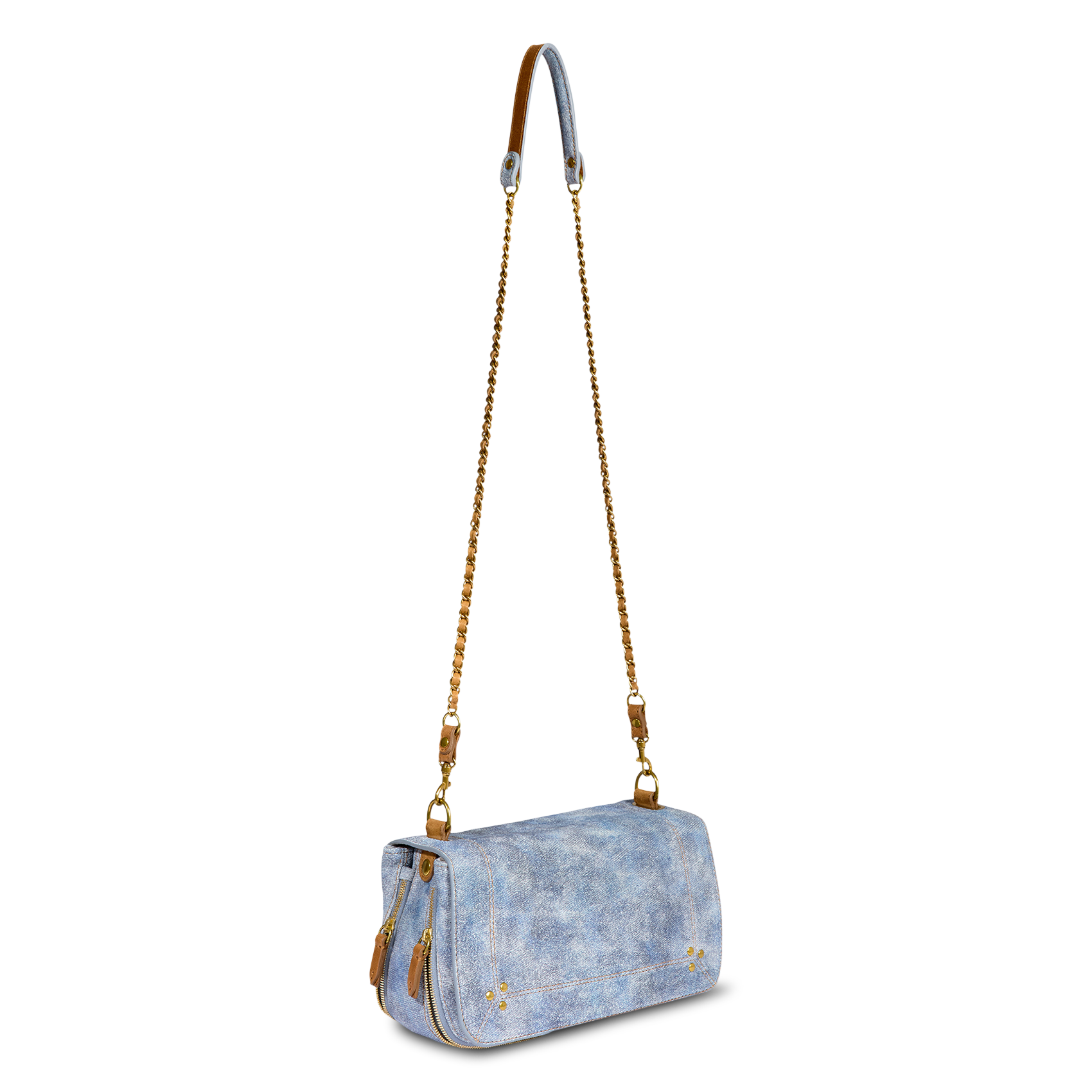 Sac bandoulière en cuir velours JEROME DREYFUSS Bleu