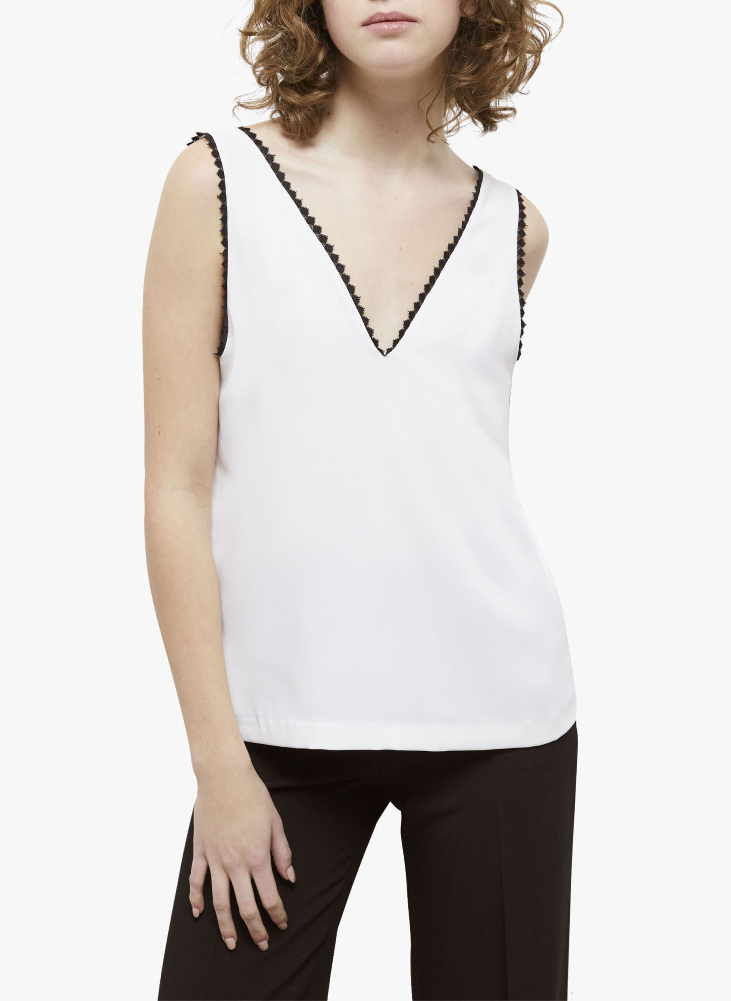 Top mit V-Ausschnitt und Spitzenborte THE KOOPLES Mehrfarbig