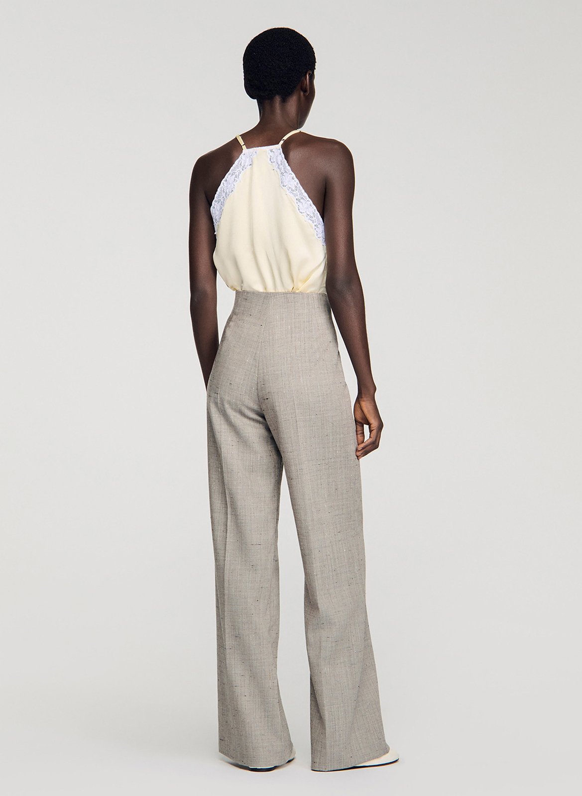 Declic wool-blend loose-fit trousers SANDRO Beige