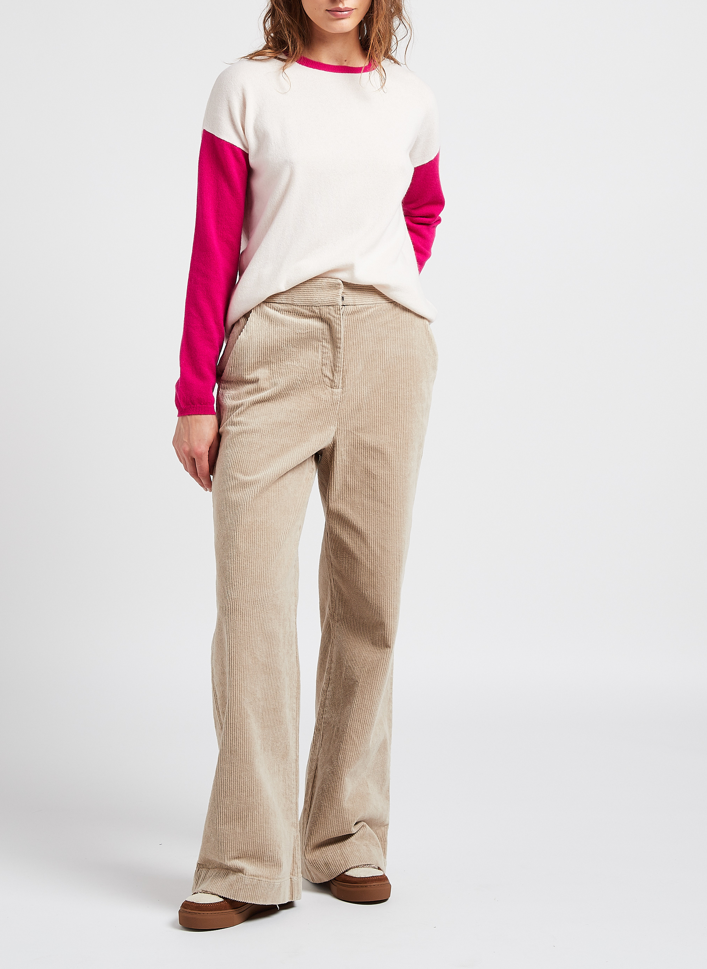 Ruimvallende trui van kasjmier met ronde hals MAJESTIC FILATURES Veelkleurig