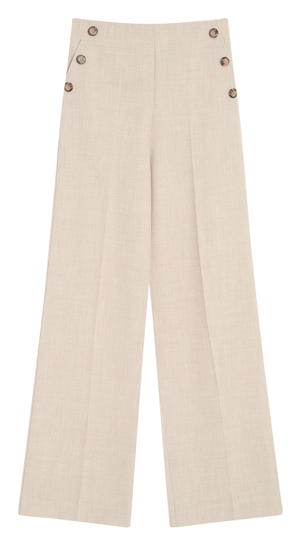 Plain high-waisted straight-cut pants GRACE ET MILA Beige