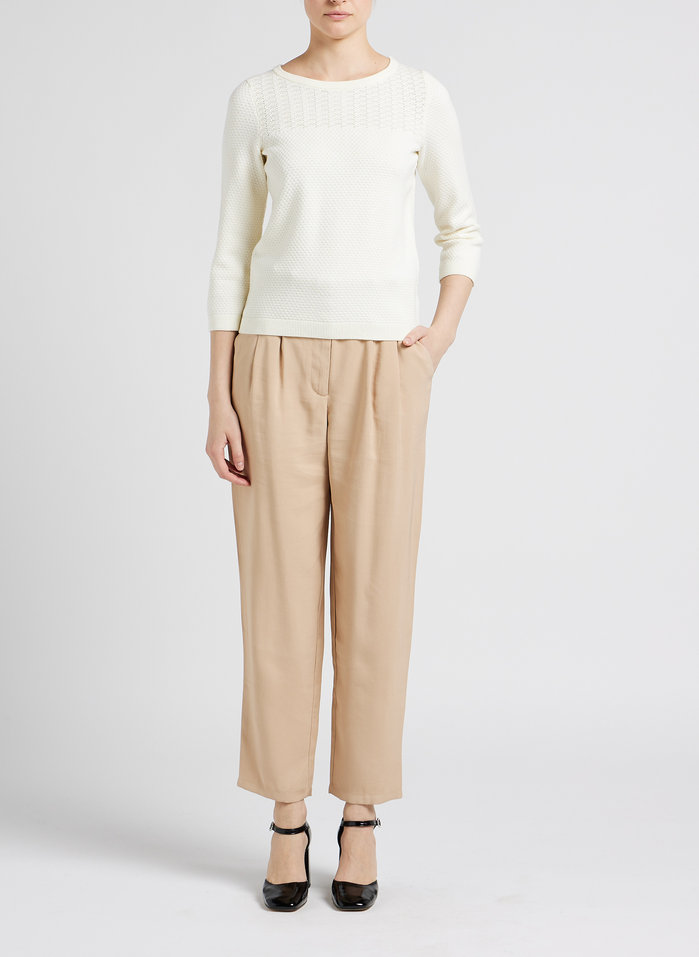 Pantalon droit à pinces  VILA Beige