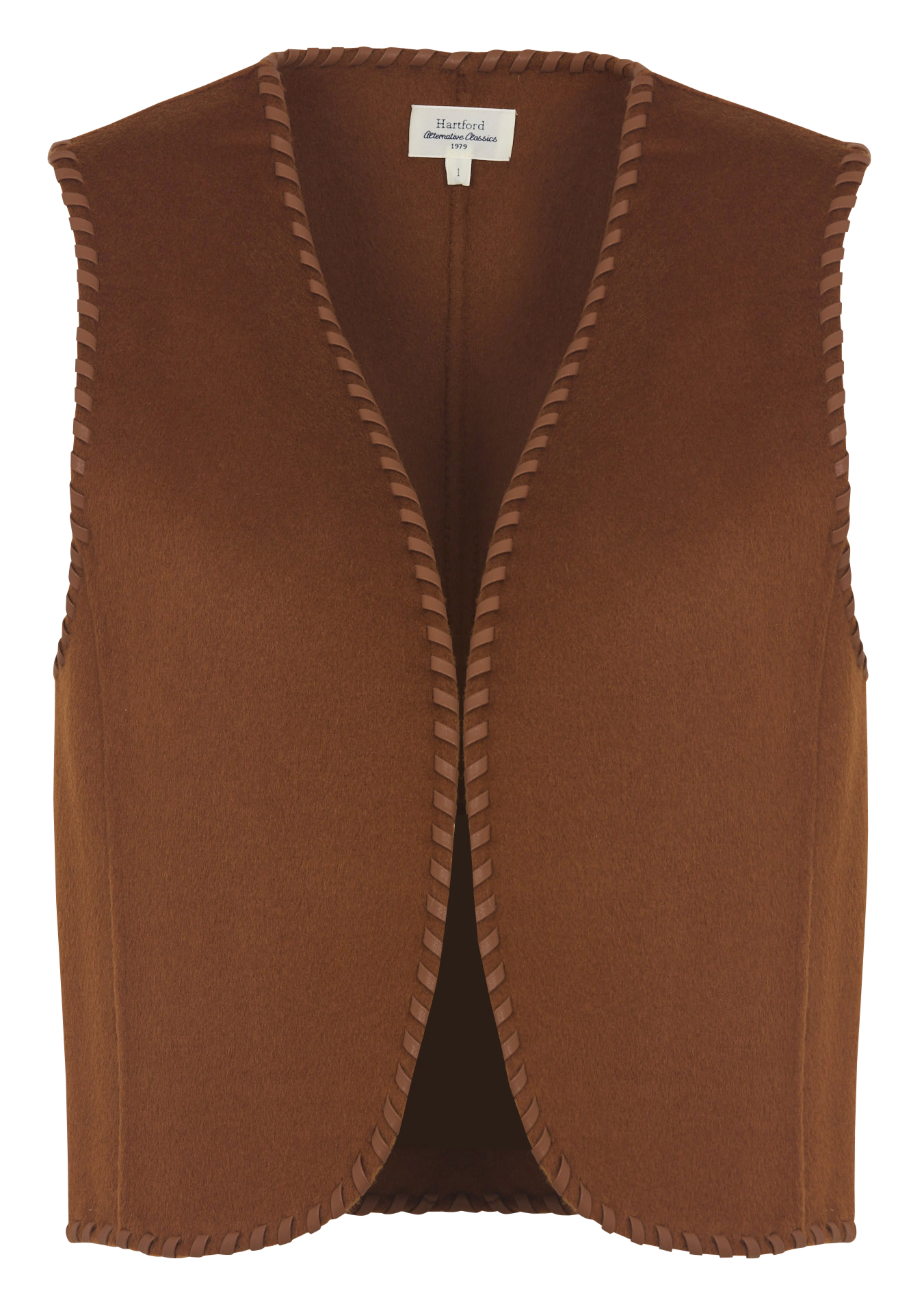 Gilet court uni en laine mélangée HARTFORD Marron