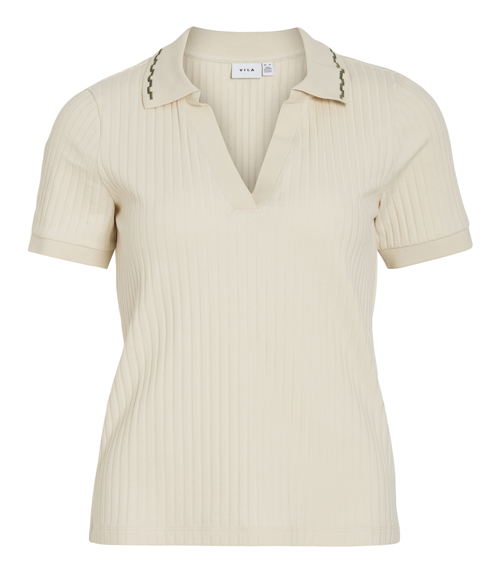 Korte mouw polo van biologisch katoenmix VILA Beige