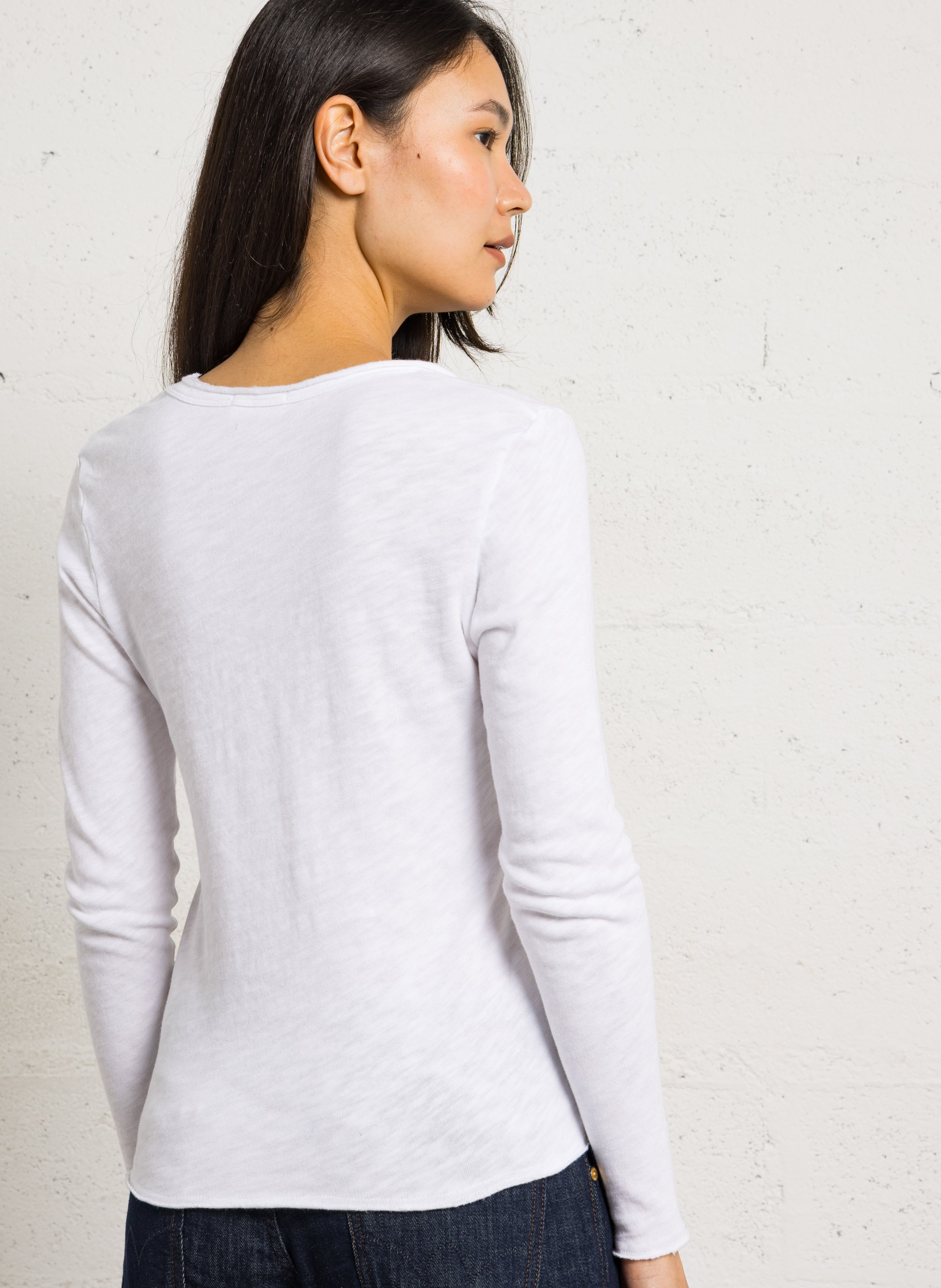 Tee-shirt droit col rond en coton AMERICAN VINTAGE Blanc