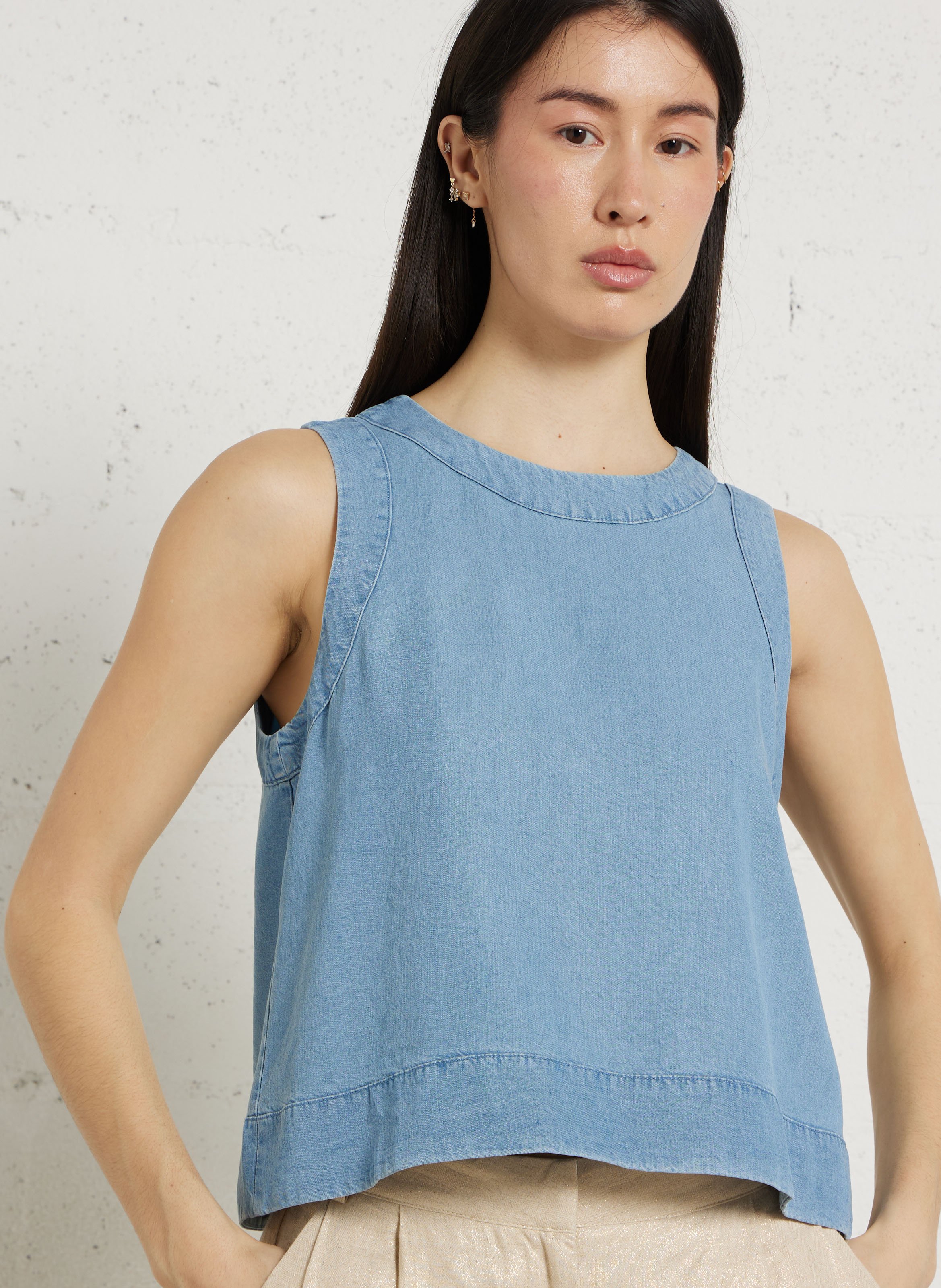 Weit geschnittenes Rundhals-Top LA PETITE ETOILE Stone-bleached Jeans