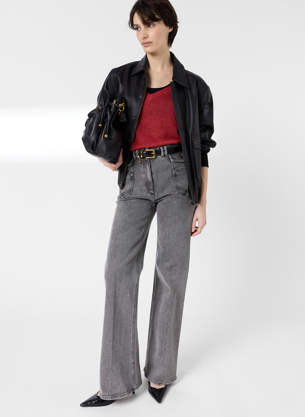 Leinenpullover mit V-Ausschnitt GERARD DAREL Rot