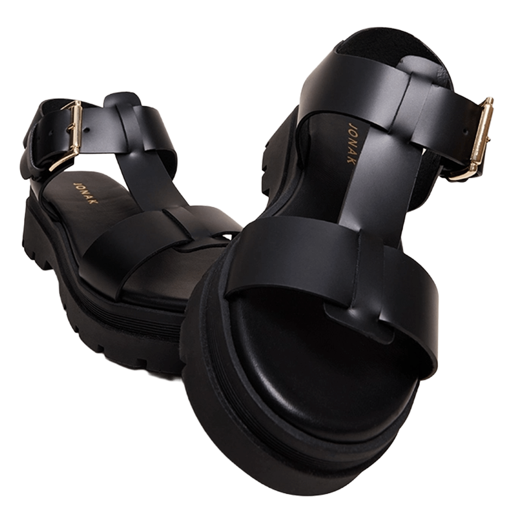 Sandales compensées en cuir JONAK Noir